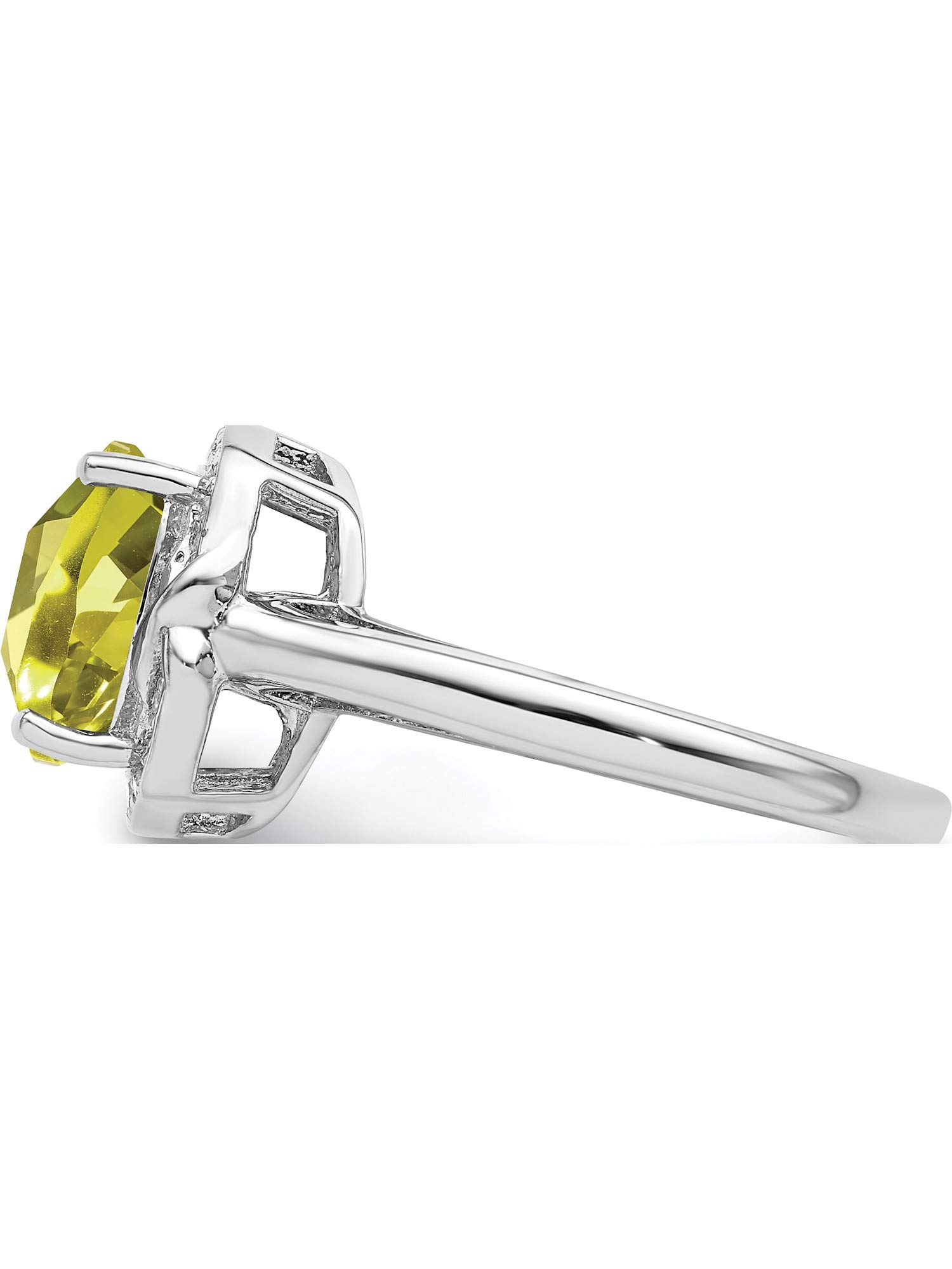 Sterling Silver Rhodium Plated Diamond & Checker-Cut Lemon Quartz Ring for Women | Elegant Statement Jewelry by Sweet Pea | Perfect for Weddings, Anniversaries & Special Occasions