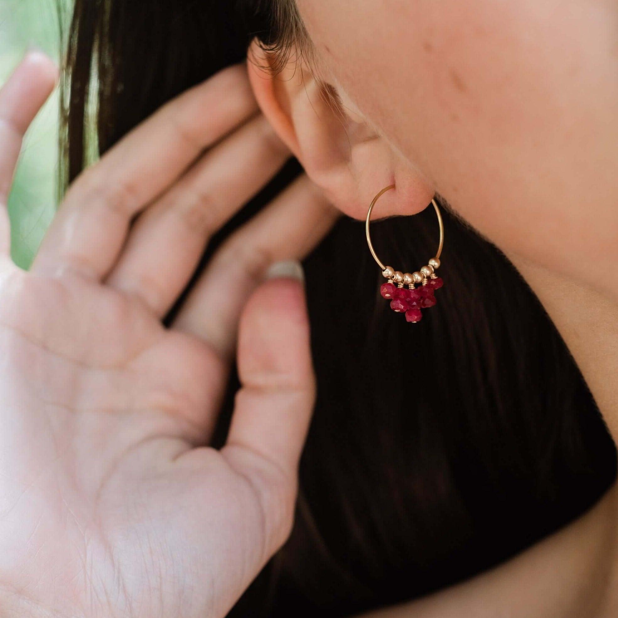 Ruby Statement Hoop Earrings for Women - Elegant Dangle Earrings for Party, Wedding & Evening Wear - 925 Sterling Silver Jewelry Gift
