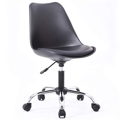 Scranton & Co Black Faux Leather Armless Office Chair with Seat Cushion - Ergonomic Desk Chair for Home Office, Study, or Workspace