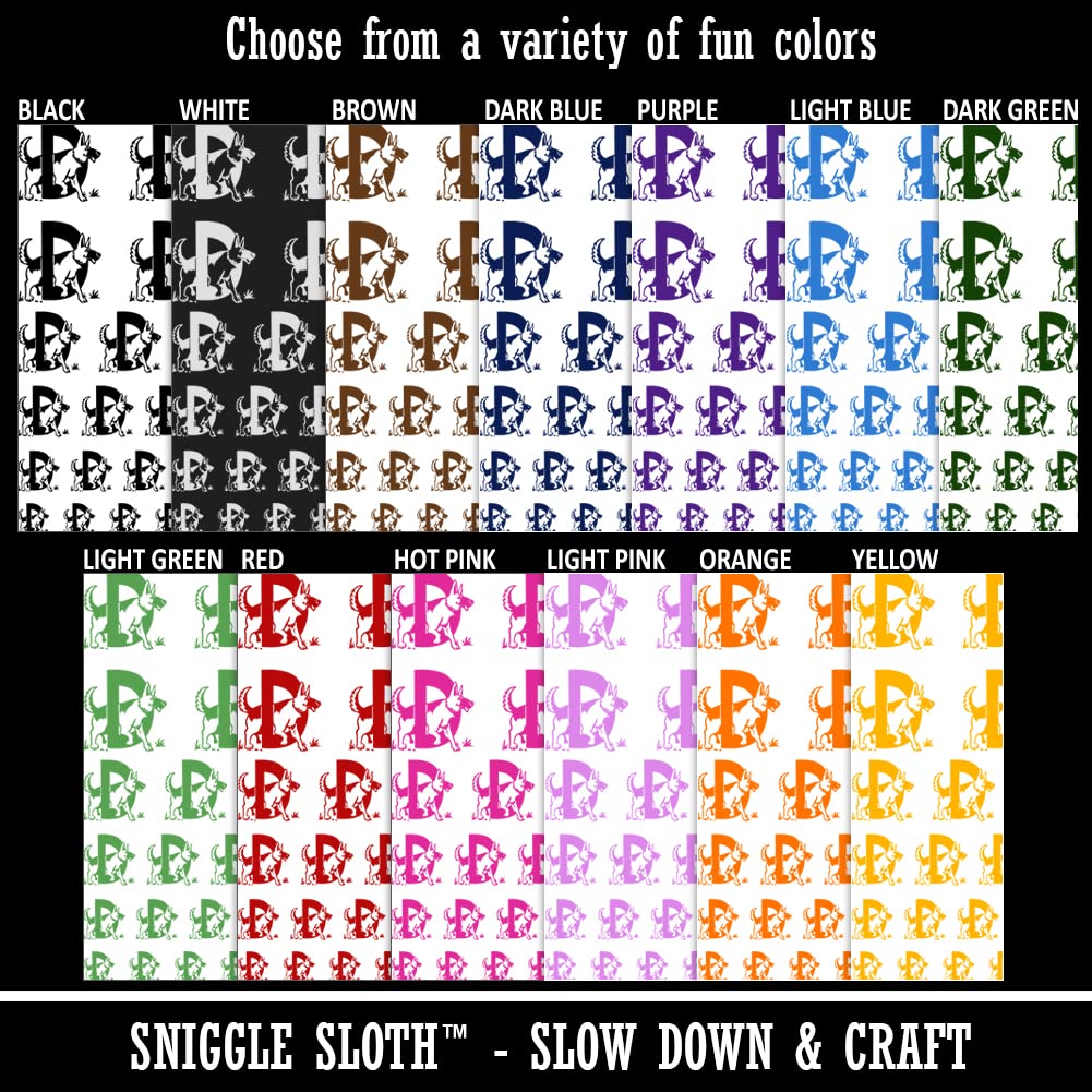 D for Dog Temporary Tattoos - Waterproof Fake Body Art Alphabet Animal Letter Set - Black (1 Sheet) - Perfect for Kids Parties, Costume Events & Pet Lovers