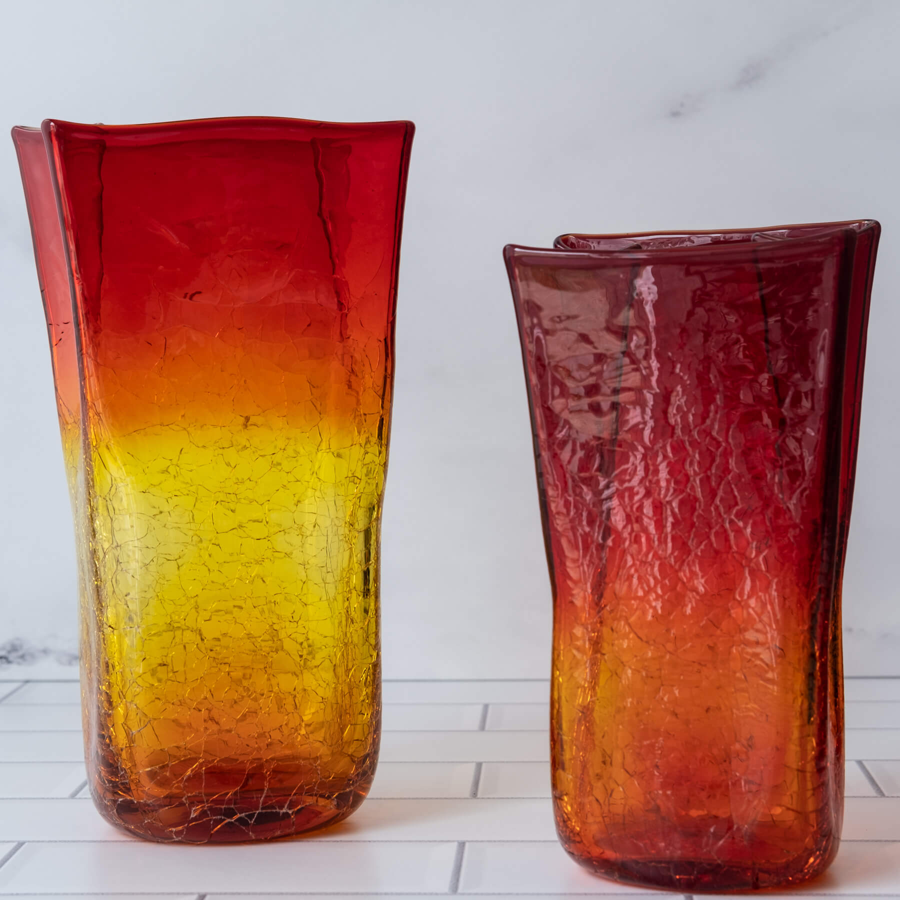 8813MC Crackled Medium Paper Bag Vase in Tangerine - Perfect for Boho Home Decor, Wedding Centerpieces & Rustic Table Settings