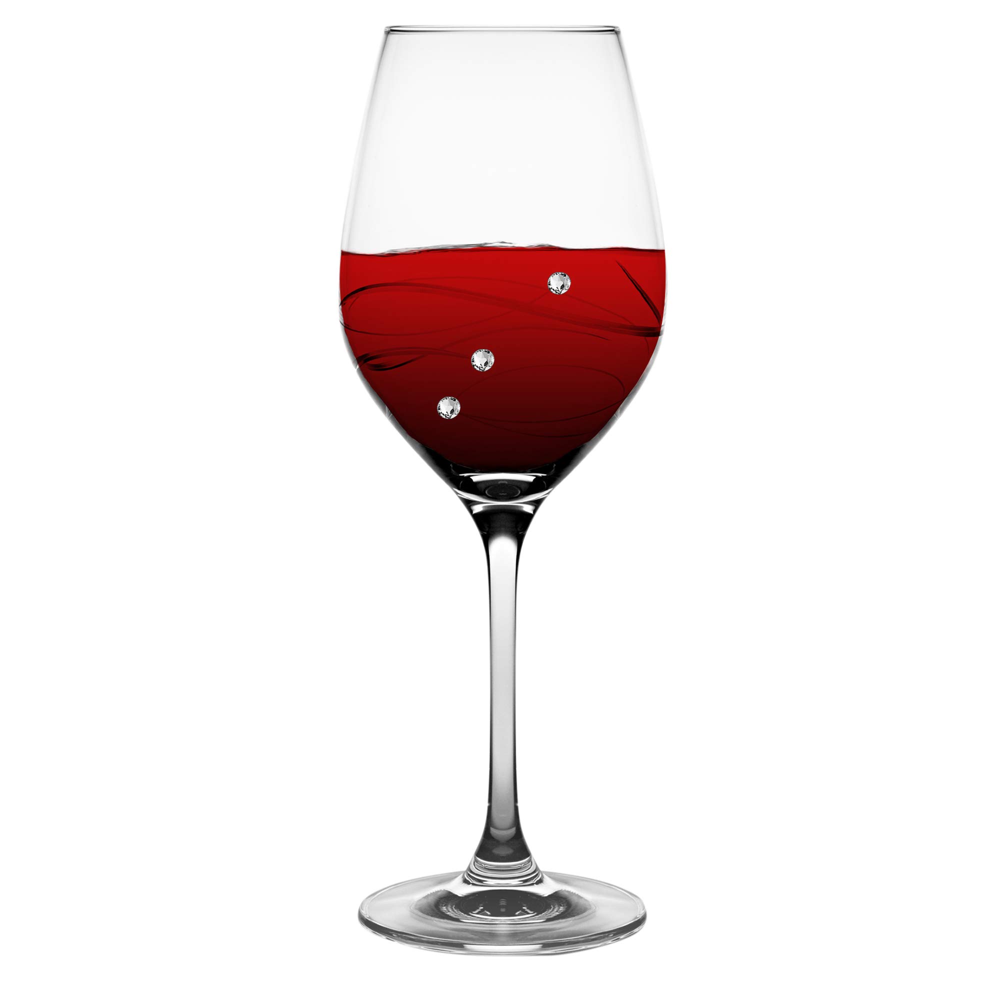 Barski Handmade Crystal Red Wine Glasses Set of 4 - 16 oz Elegant Sparkling Glassware Decorated with Real Diamonds - European Crafted Stemware for Wedding Gifts, Anniversary, Fine Dining & Home Decor