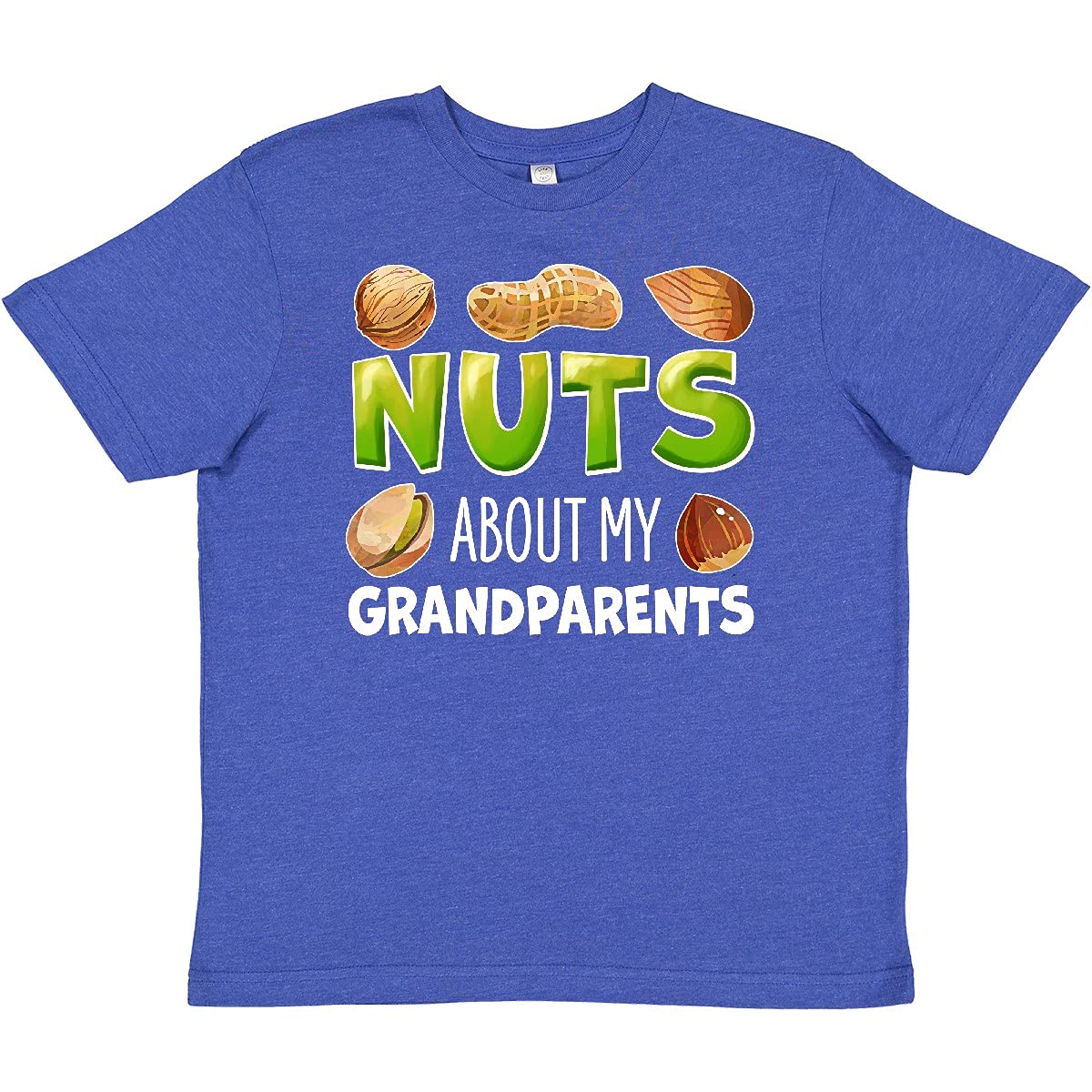 Buy Inktastic Nuts About My Grandparents Peanut Almond Pistachio Youth T-Shirt | Funny Family Graphic Tee for Kids | Perfect for Grandparents Day, Family Reunions & Casual Wear