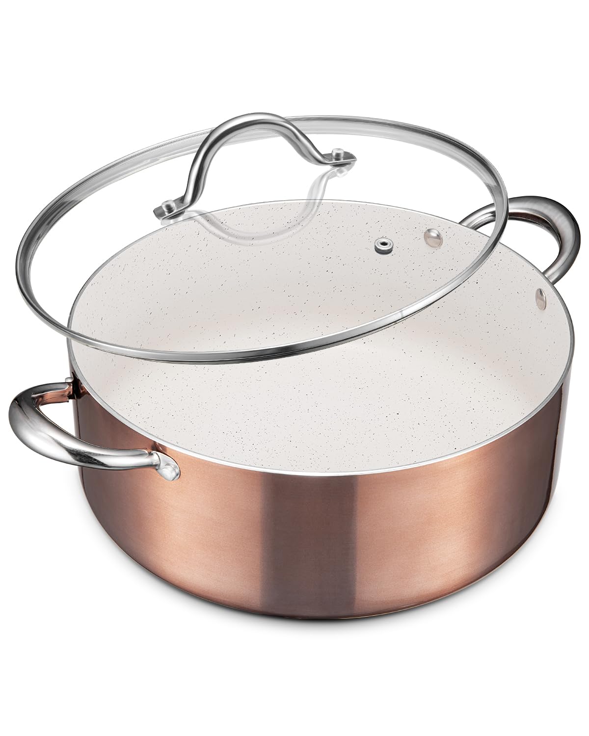 BEZIA 8 Quart Nonstick Stock Pot with Lid - Induction Compatible, Oven Safe Cooking Pot for Soups, Stews & Pasta - Perfect for Gas, Electric & All Stovetops - Ideal for Family Dinners & Meal Prep