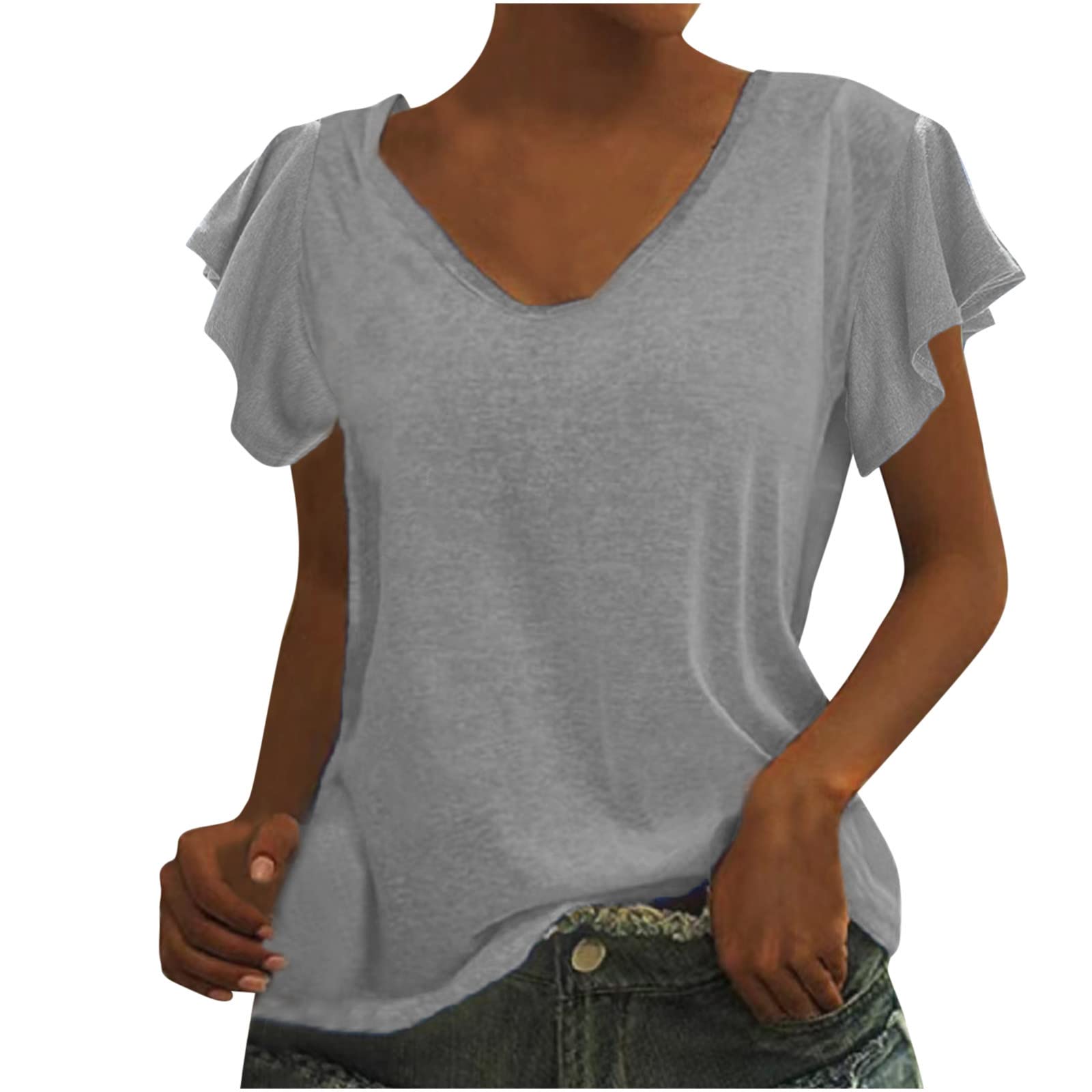 AOOCHASLIY Women's Short Sleeve V-Neck Tunic Blouse - Casual Hiking Shirt for Outdoor Adventures & Everyday Wear