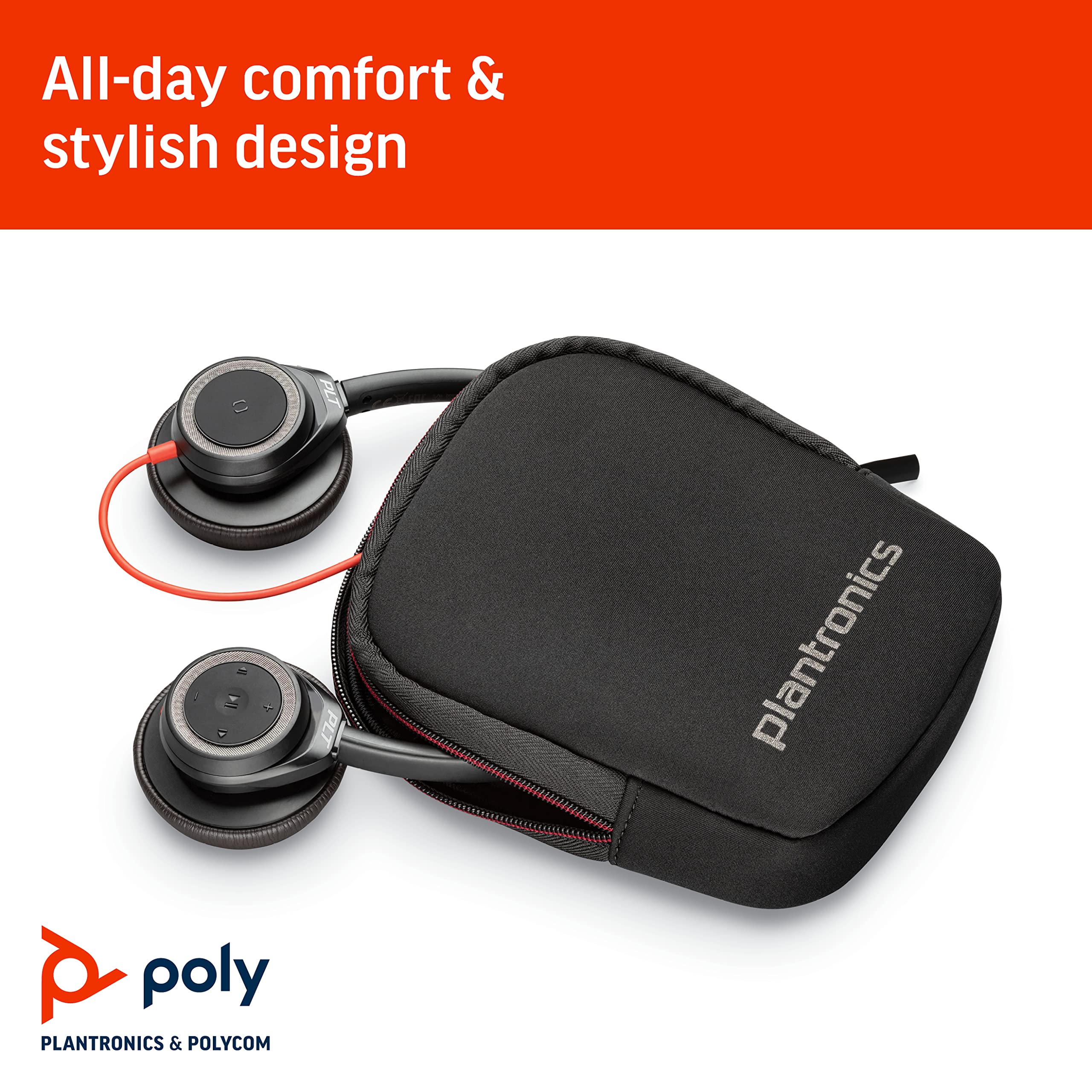 Plantronics Blackwire 7225 USB-C Headset with Noise-Canceling Mic - Professional Office Headphones for Calls & Video Conferencing - Comfortable Over-Ear Design for All-Day Wear (Black)