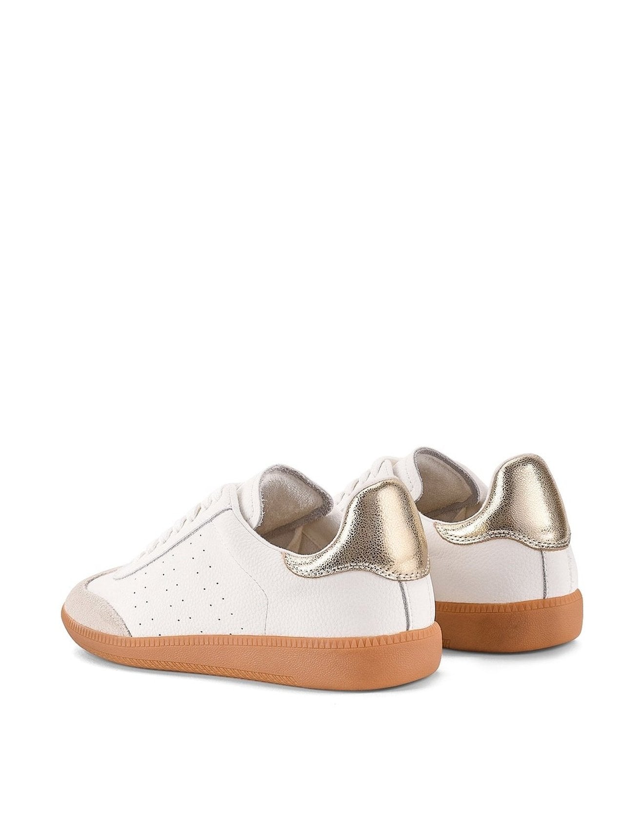 Sutton Cupsole Sneakers for Men & Women - White & Gold Leather Casual Shoes - Comfortable Walking & Fashion Sneakers for Daily Wear, Work, and Gym
