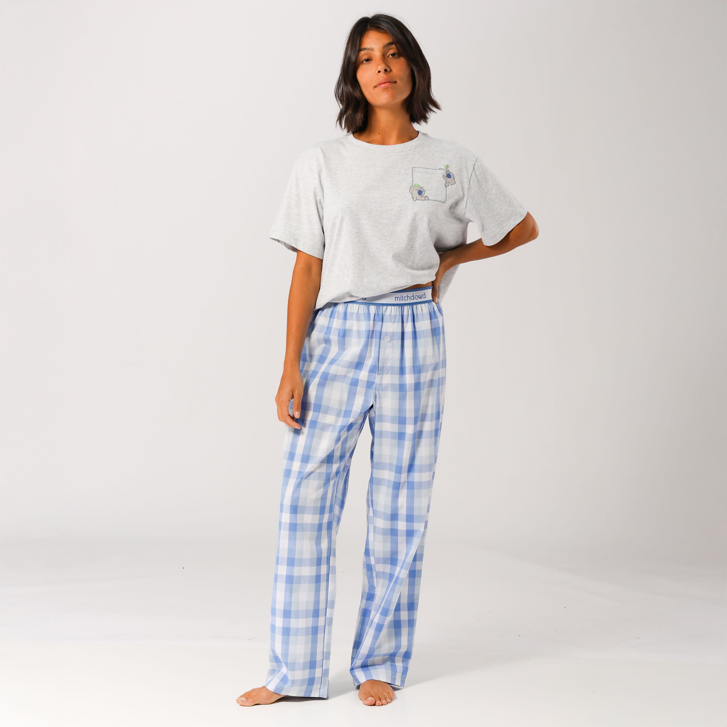 Women's Soft Plaid Sleep Pants - Cozy Lounge Pajama Bottoms for Nightwear & Relaxing at Home (Blue)