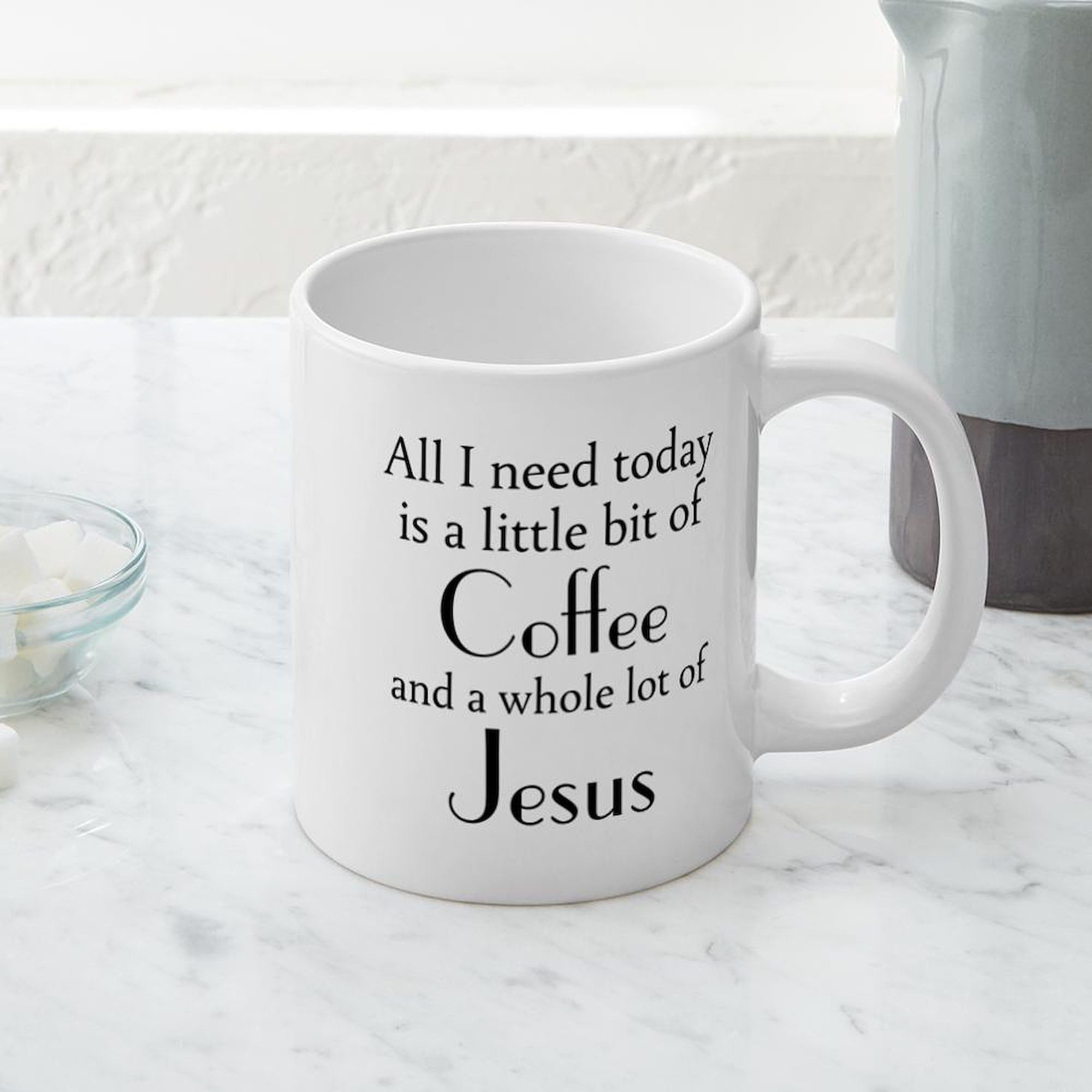 All I Need Is Coffee And Jesus 20 oz Ceramic Coffee Mug - Large Insulated Tea Cup for Home, Office & Church - Funny Christian Gift for Coffee Lovers
