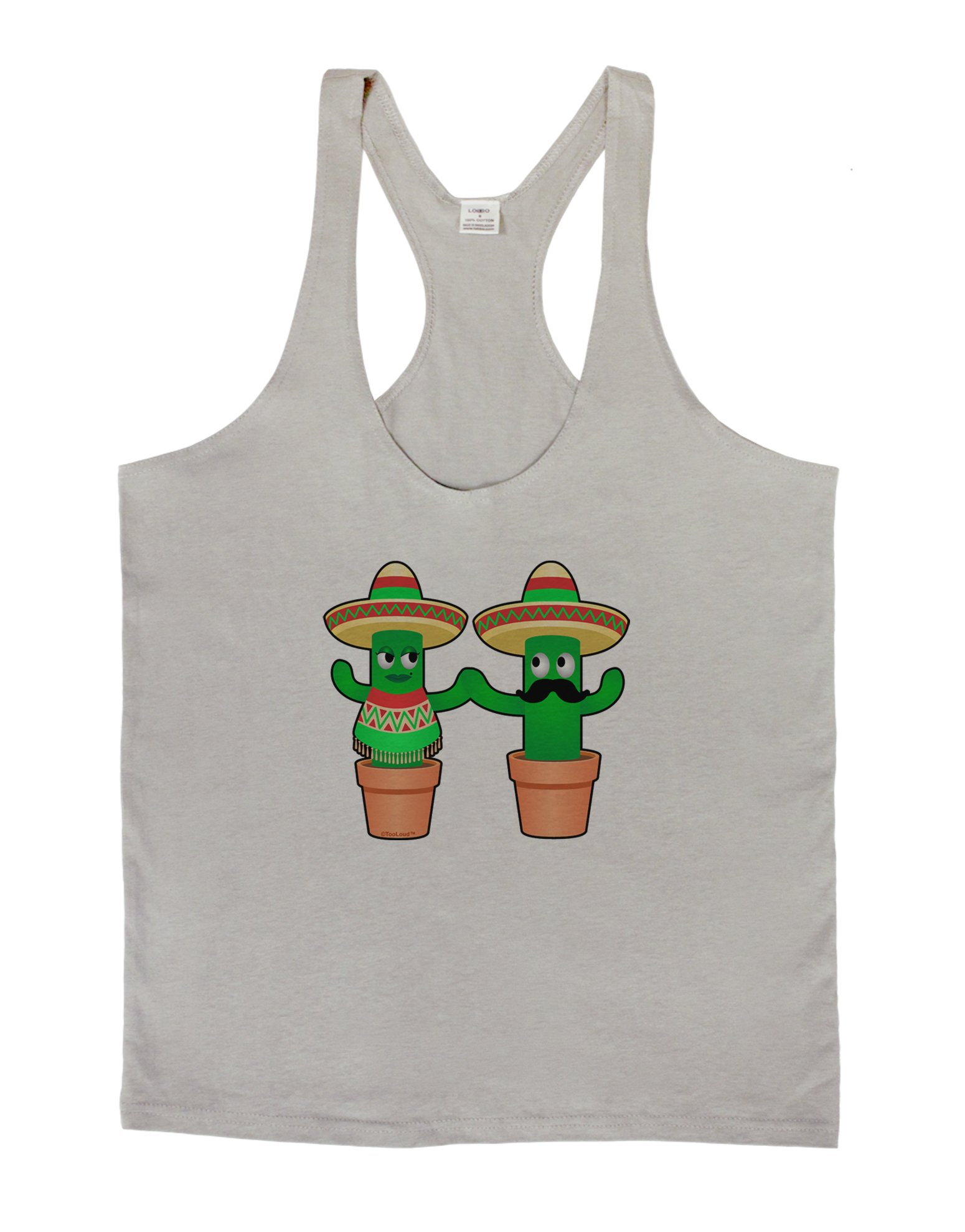 TooLoud Fiesta Cactus Couple Men's String Tank Top - Summer Beach Party Outfit for Couples, Music Festivals & Vacation Wear
