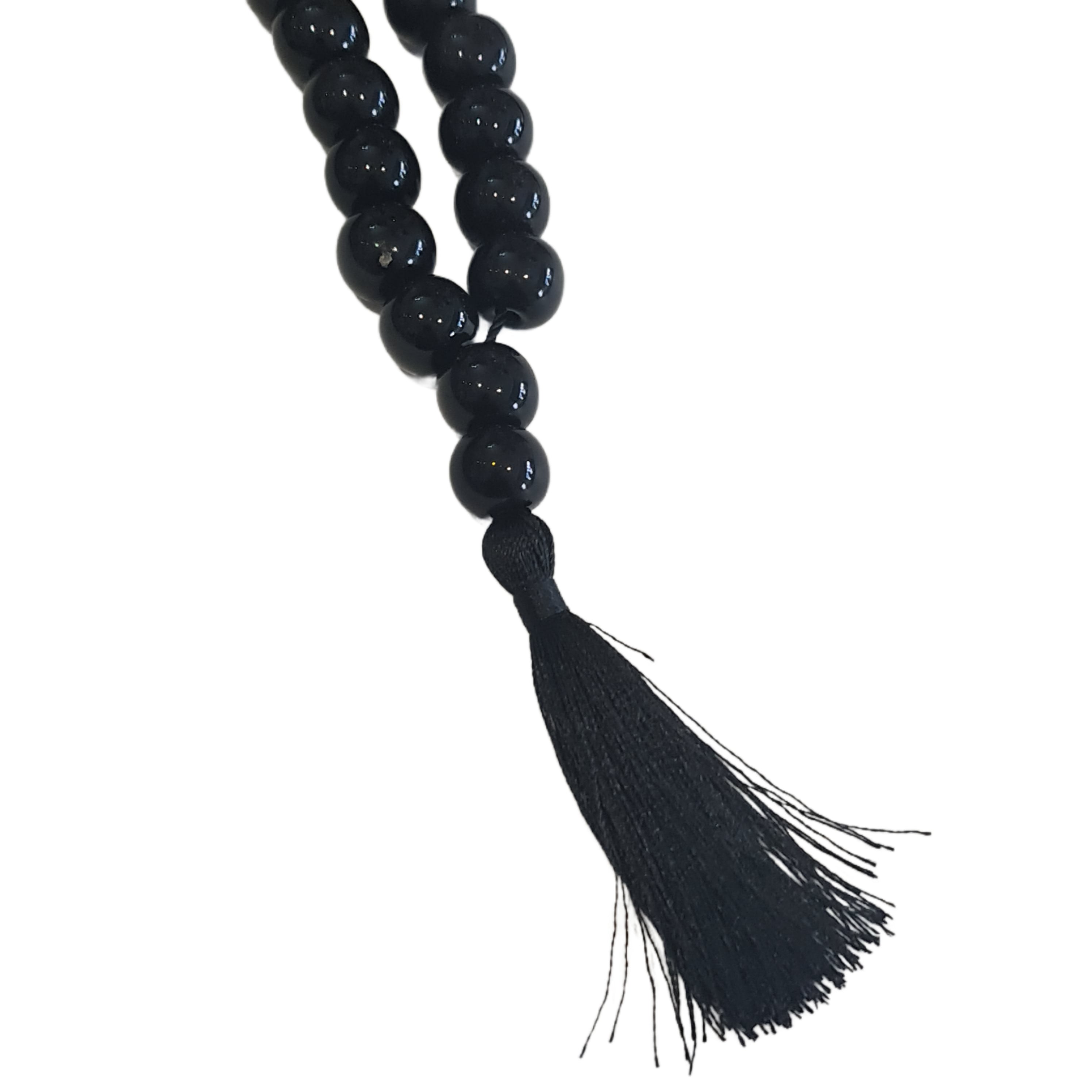 Handmade Obsidian Komboloi Beads - Natural Stone Greek Worry Beads for Stress Relief & Relaxation - Perfect for Meditation, Anxiety Relief, and Fidgeting