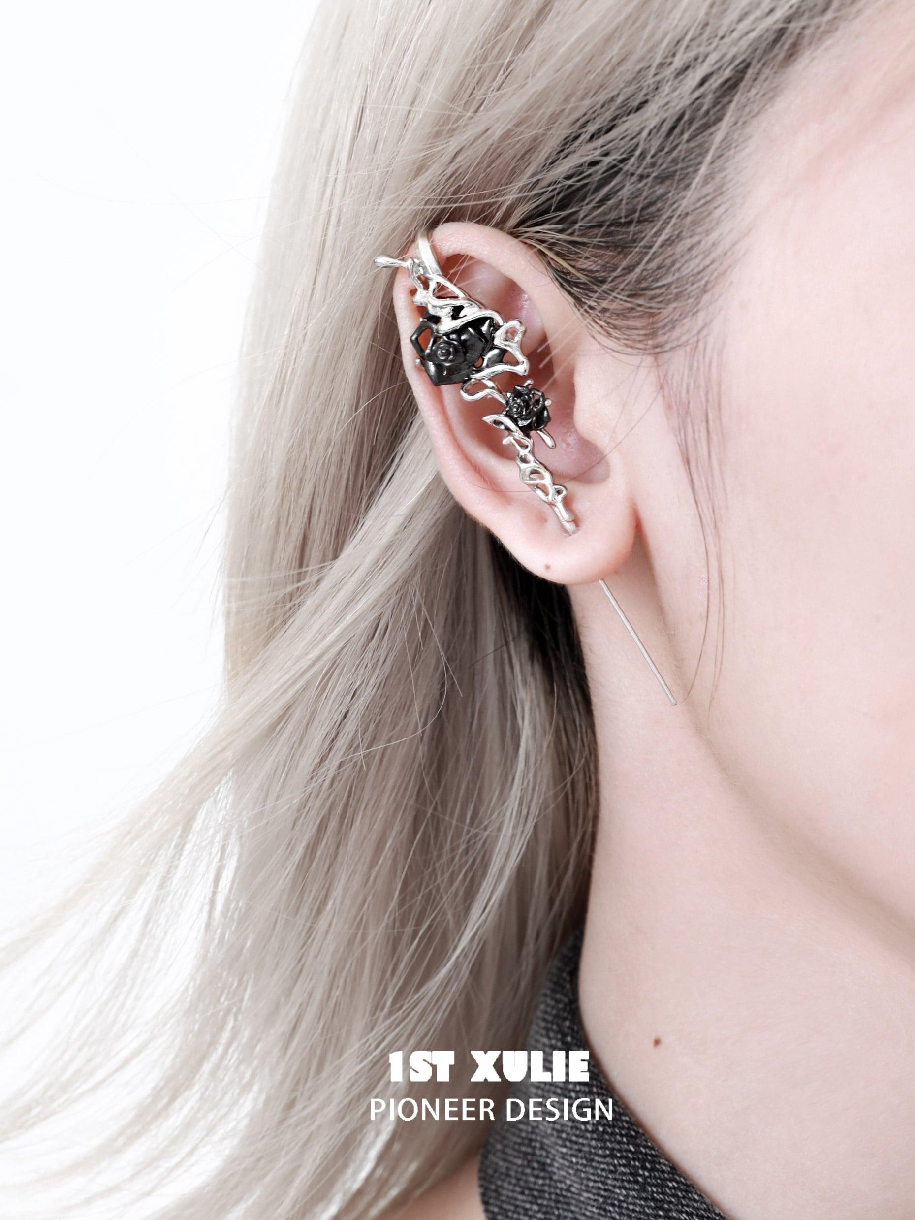 Taboo Rose Rose Gown Needle Piercing Earrings - Elegant Gothic Jewelry for Women | Perfect for Parties, Weddings & Special Occasions