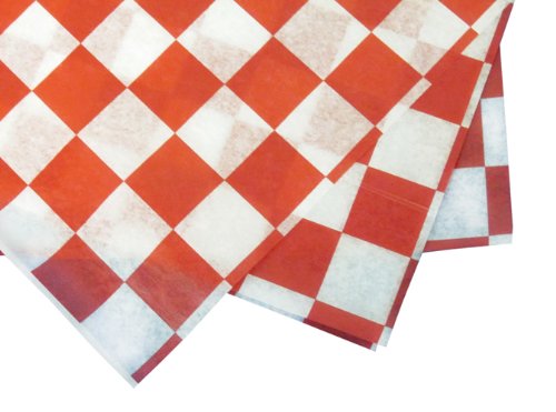 Durable Red Checkered Wax Paper Sheets - 12