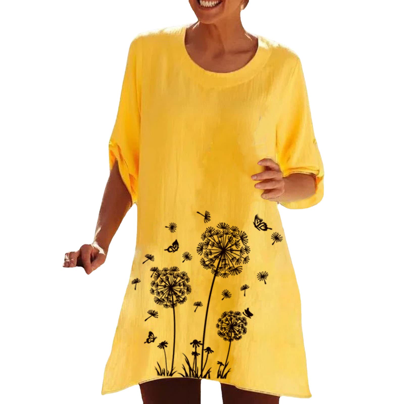Women's Casual Printed Round Neck Loose Fit Short Sleeve T-Shirt & Long Top - Breathable Cotton Summer Tee for Everyday Wear, Street Style, and Weekend Outings