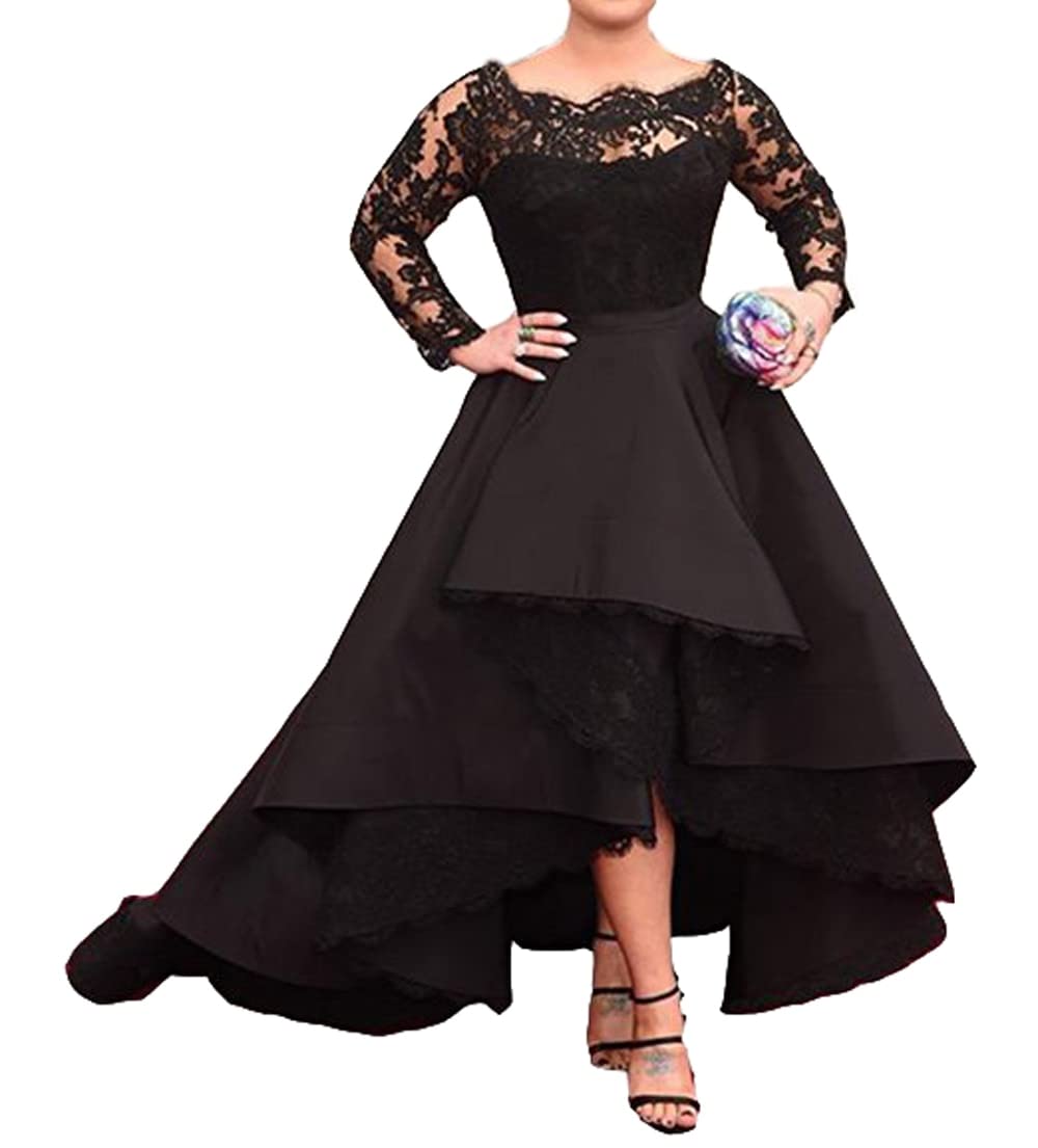 Elegant Gothic Wedding Dress for Women - High Low Lace Long Sleeve Evening Gown for Prom, Ball & Special Occasions | Perfect for Gothic Weddings, Vampire-Themed Parties & Victorian Style Events