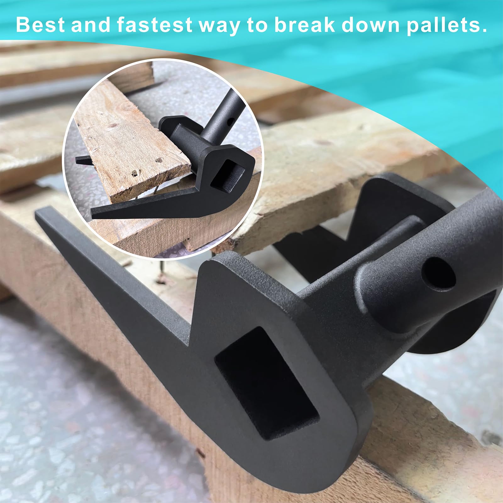 1PCS Heavy Duty Pallet Buster Tool - Wooden Pallet Breaker & Deck Board Puller for Efficient Pallet Disassembly | Durable Black Pallet Removal Tool for Warehouse, Construction & DIY Projects
