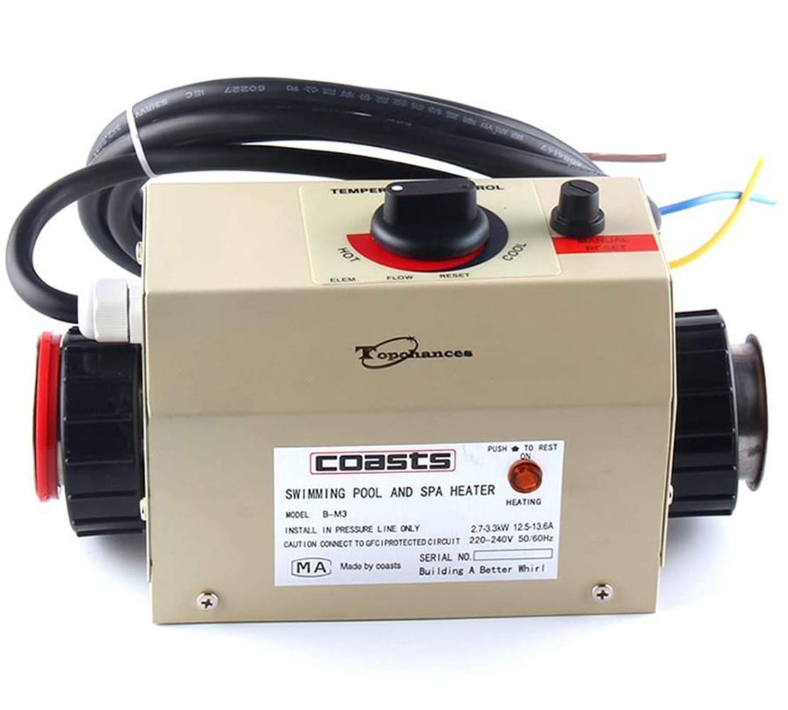 TOPCHANCES 3KW Electric Pool Heater for Swimming Pools, Spas & Hot Tubs - 220V Thermostat Control | Fast Water Heating for Year-Round Comfort