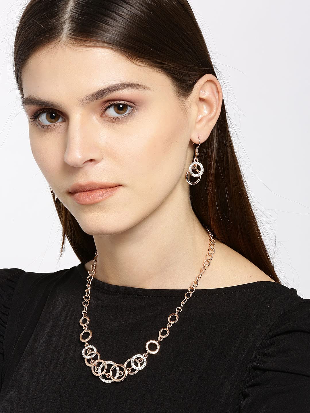 YouBella Women's Crystal Studded Necklace, Bracelet & Earrings Jewelry Set – Elegant Gift for Girls & Women | Perfect for Parties, Weddings & Special Occasions