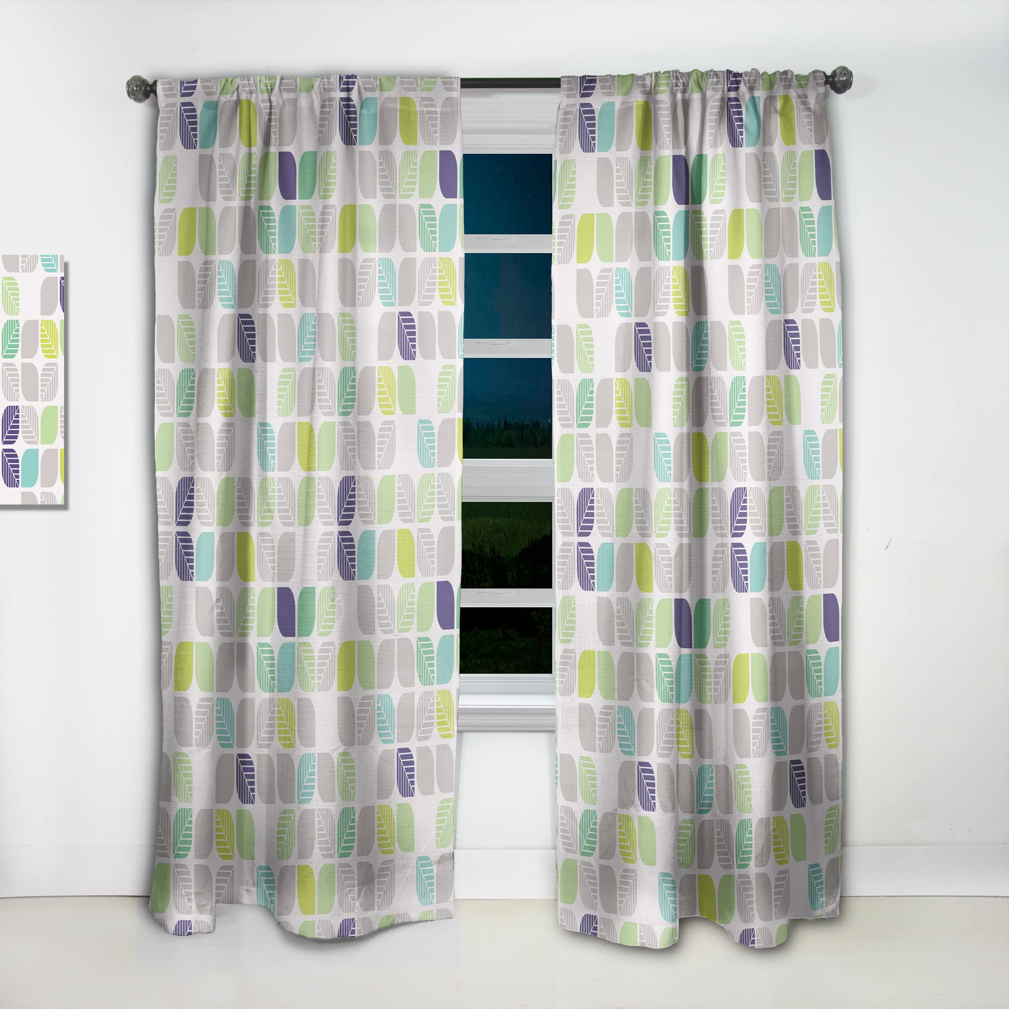 DesignQ Geometric Leaf Pattern Thermal Insulated Curtains - Single Panel 52x108 - Blackout Drapes for Bedroom & Living Room - Perfect for Home Decor & Light Control