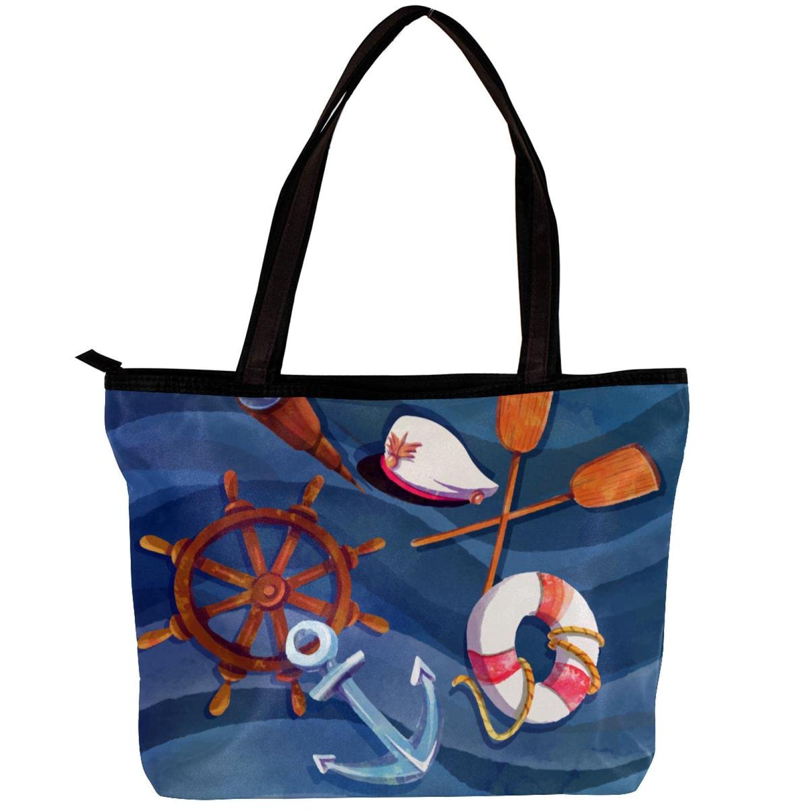 Stylish Women's Tote Bag - Waterproof Beach Bag with Zipper, Nautical Anchor Design, Perfect for Work, Travel & Shopping | Durable Shoulder Purse for Laptop & Daily Essentials