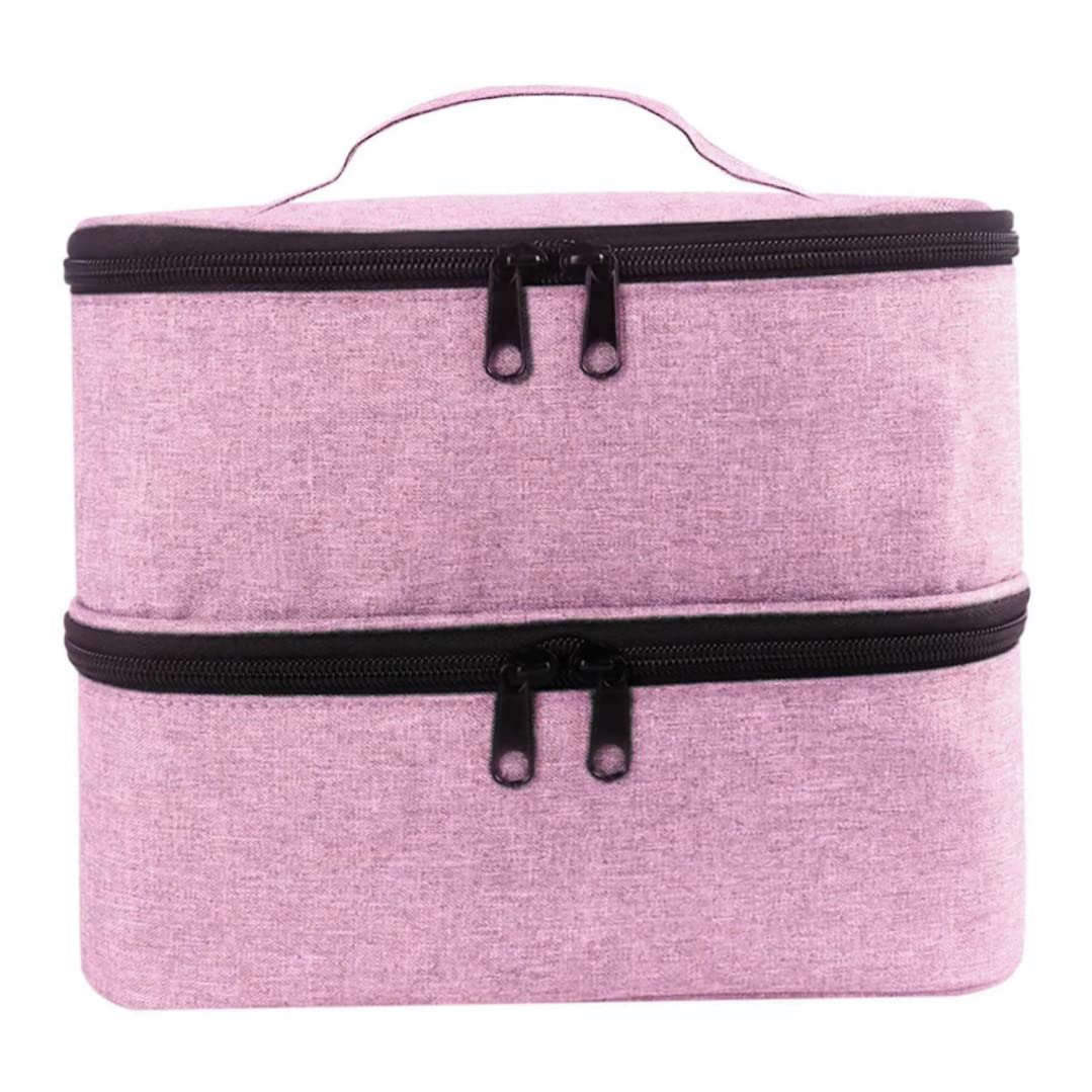 30 Bottles Nail Polish Organizer Case - Portable Nail Varnish Storage Box with Drying Rack, Pink Cosmetic Organizer for Salon & Home Manicure Set (Perfect for Travel, Professional Use & Gift)