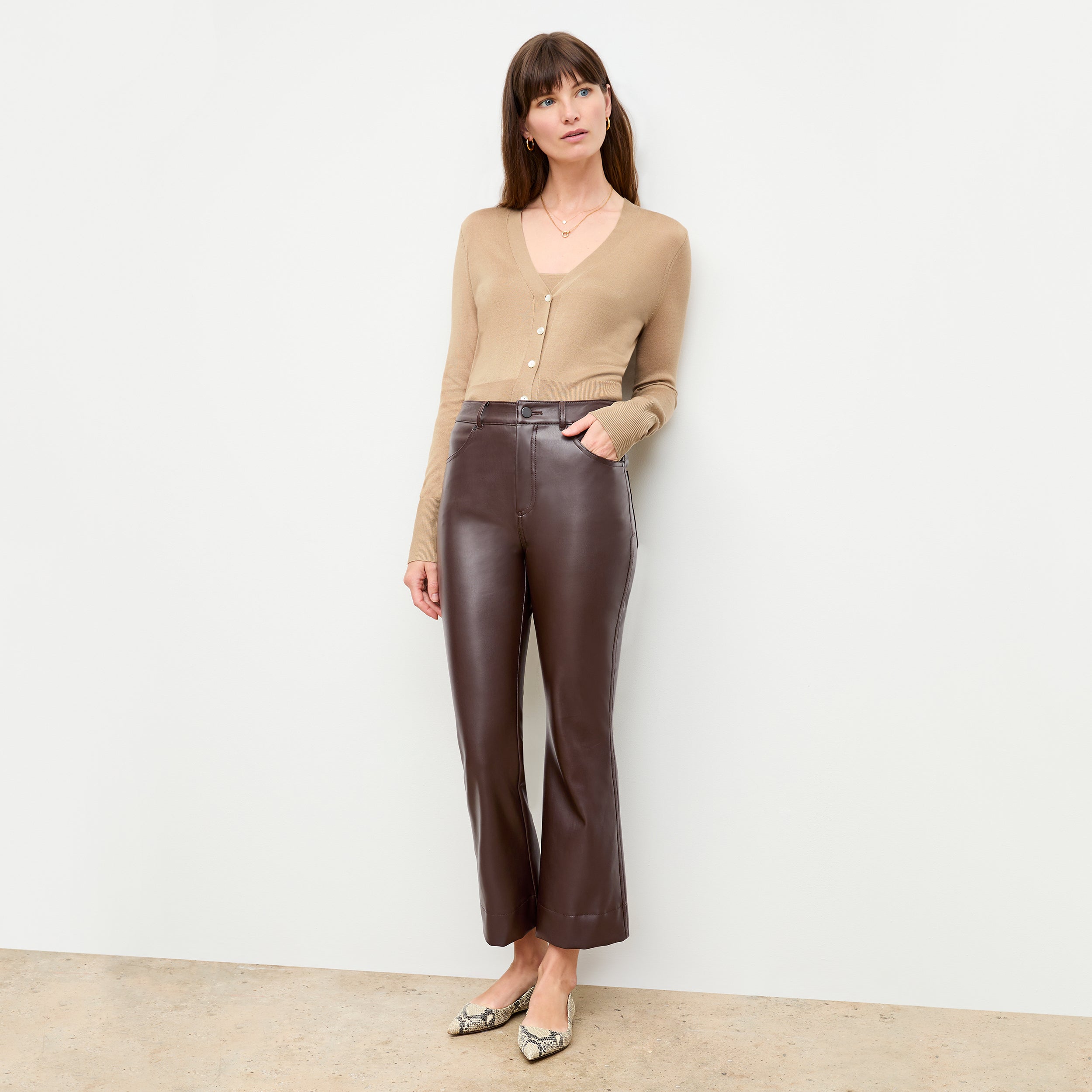 Archie Vegan Leather Pants in Brown | Stylish & Comfortable Vegan Leather Trousers for Women | Perfect for Casual Wear, Office & Night Out
