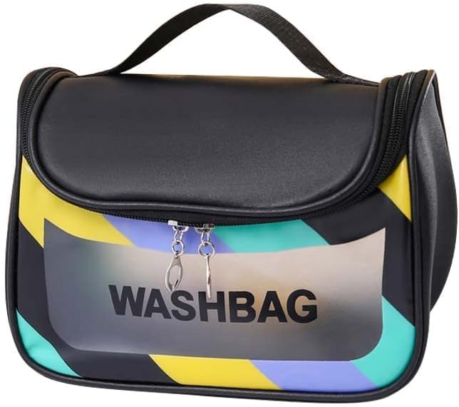 BESTOTTAM Clear Travel Makeup Bag for Women - Waterproof Cosmetic Organizer, Toiletry Pouch & Beauty Case - Perfect for Vacation, Gym, Business Trips (Black)