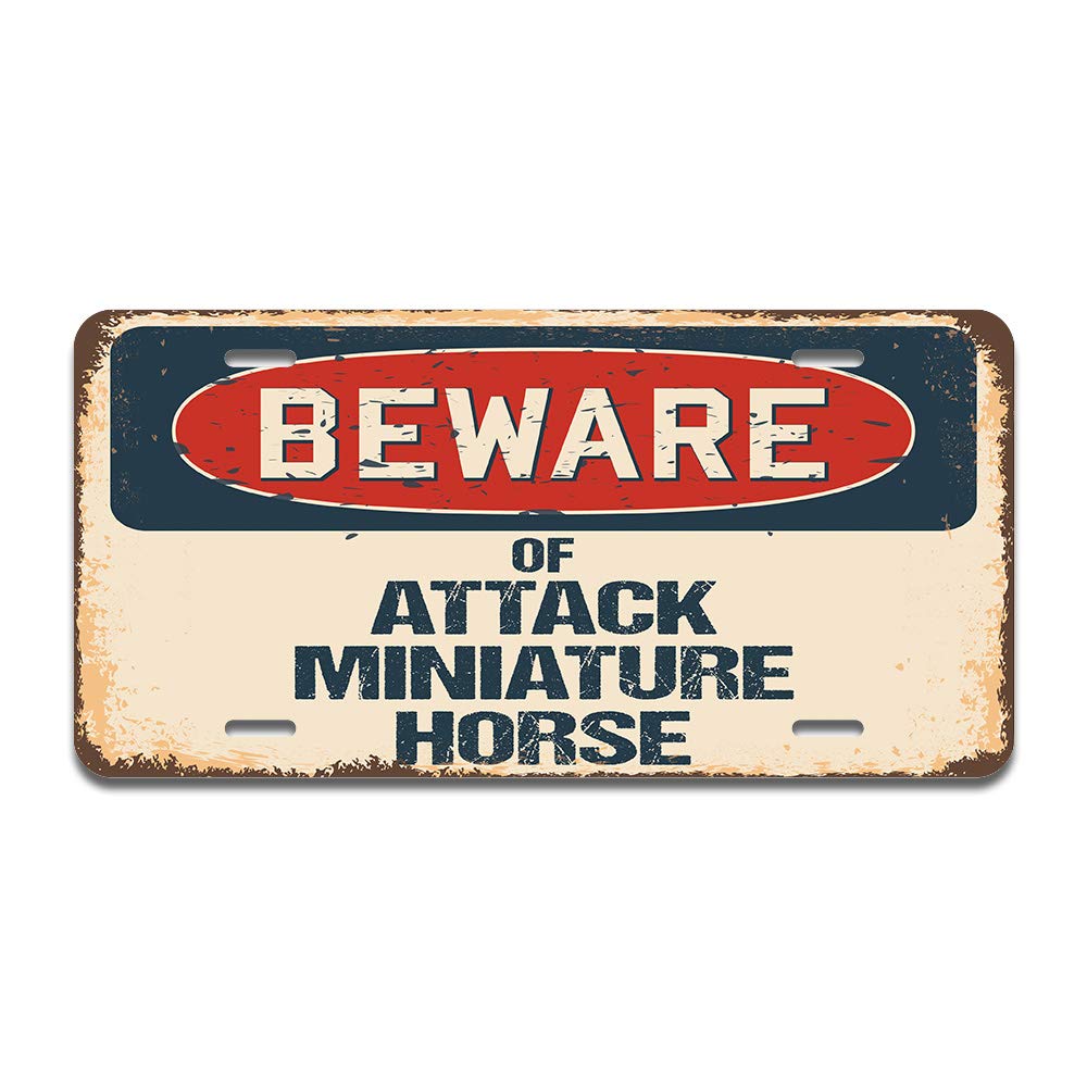SignMission Beware of Attack Miniature Horse Aluminum License Plate 12