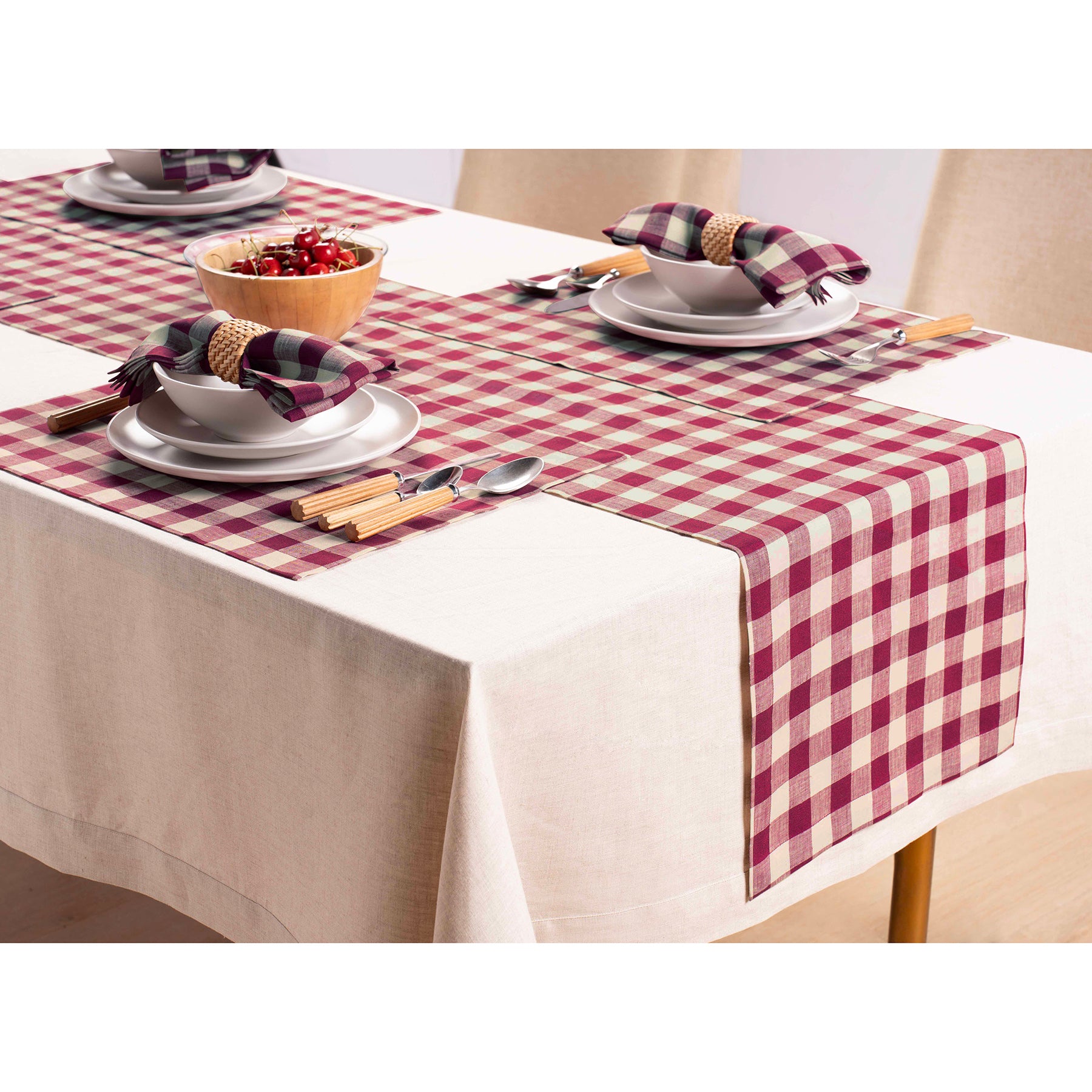 Morgan Check Table Runner - Classic Plaid Cotton Tablecloth for Dining & Kitchen Decor - Perfect for Holiday Dinners, Parties & Farmhouse Style Home Decor