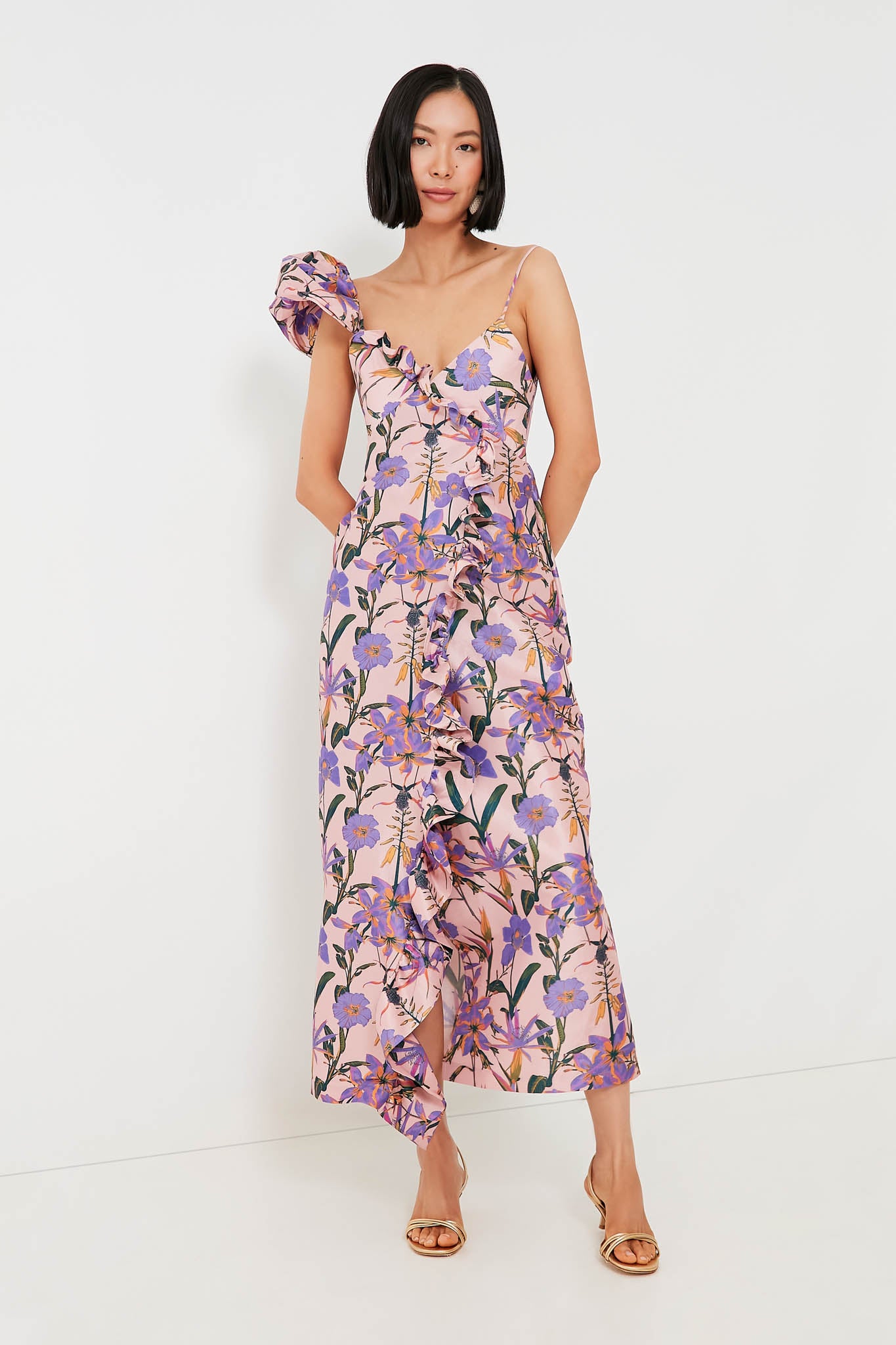 Blush Iris Penelope Maxi Dress for Women - Flowy Long Summer Dress with Floral Print, V-Neck & Side Slits | Perfect for Beach Vacations, Weddings & Date Nights