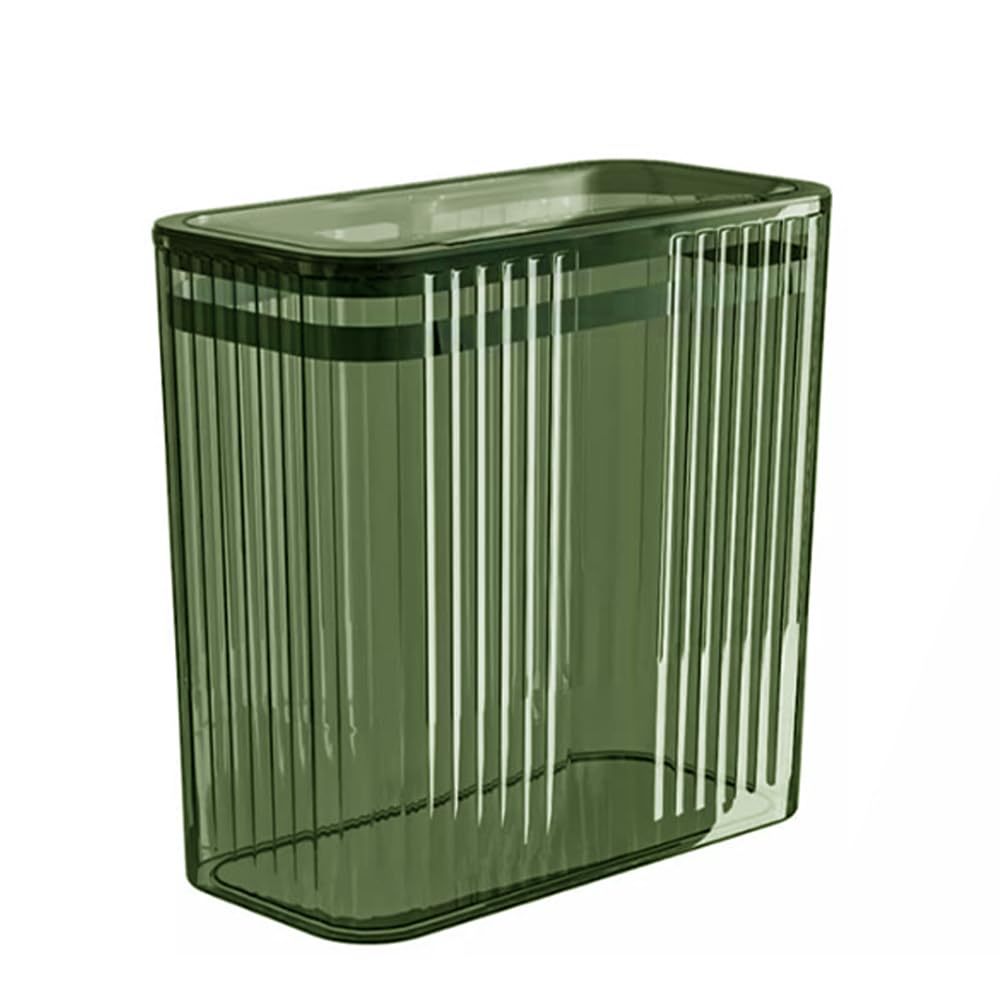 Clear Plastic Trash Can with Press-Top Lid - 3.5 Gallon (15L) Slim Waste Basket for Bathroom, Bedroom, Office & Kitchen - Eco-Friendly Green Garbage Bin for Home Use - Perfect for Small Spaces & Odor Control