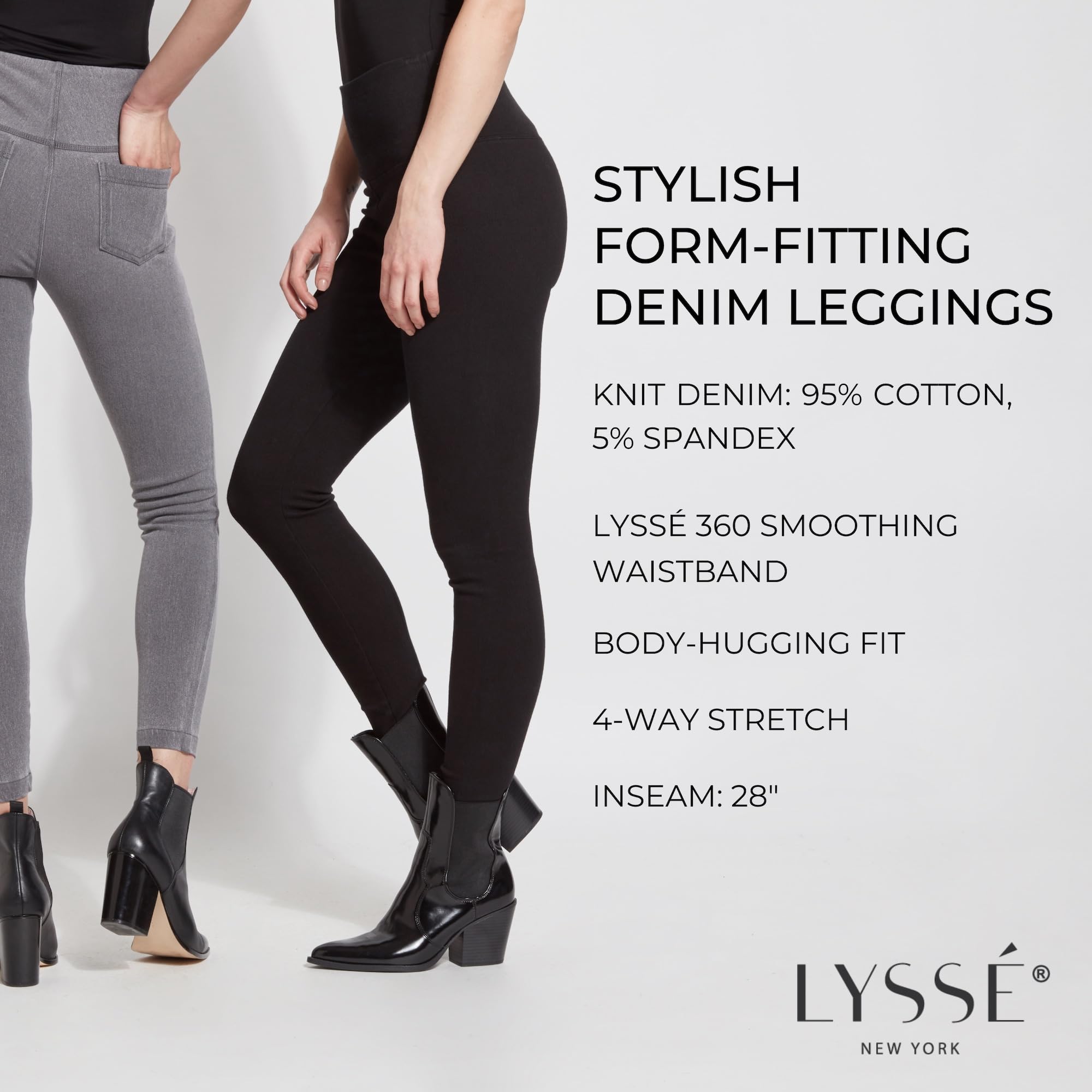 Lyssé Women's Denim Leggings - High Waisted Stretchy Jeggings, Skinny Ankle-Length Jeans | Perfect for Work, Casual Outfits & Everyday Comfort