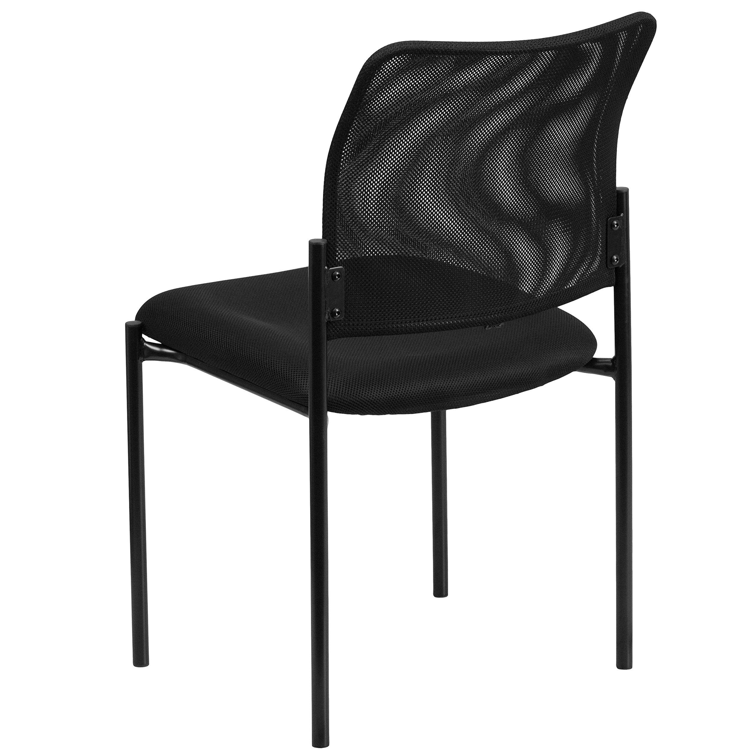 Flash Furniture Jana Comfort Black Mesh Stackable Steel Side Chair - Ergonomic Office Chair for Home & Office Use - Perfect for Conference Rooms, Dining Areas & Workspaces