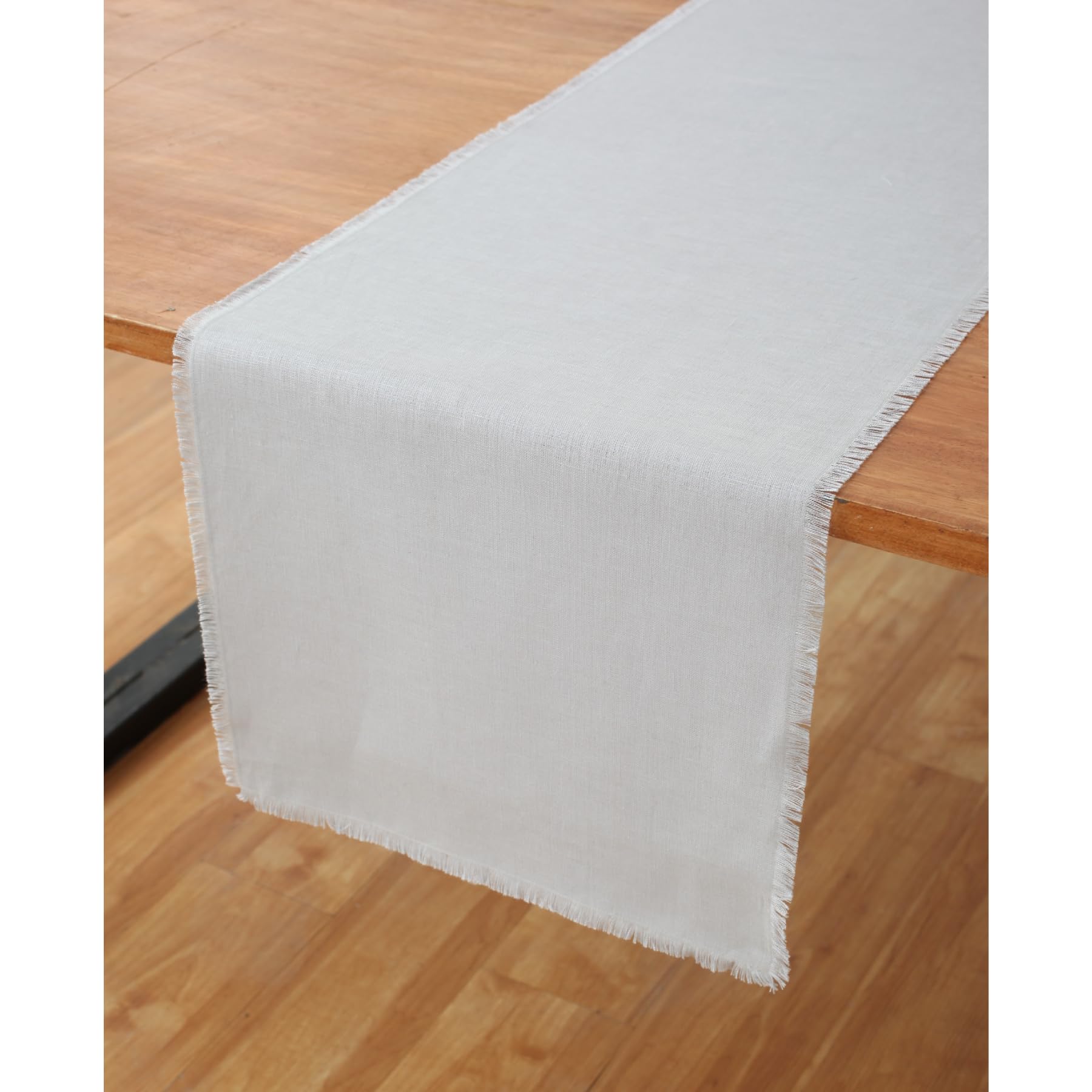Solino Linen Table Runner 14x60 Inch - Light Grey for Coffee & Dresser Tables