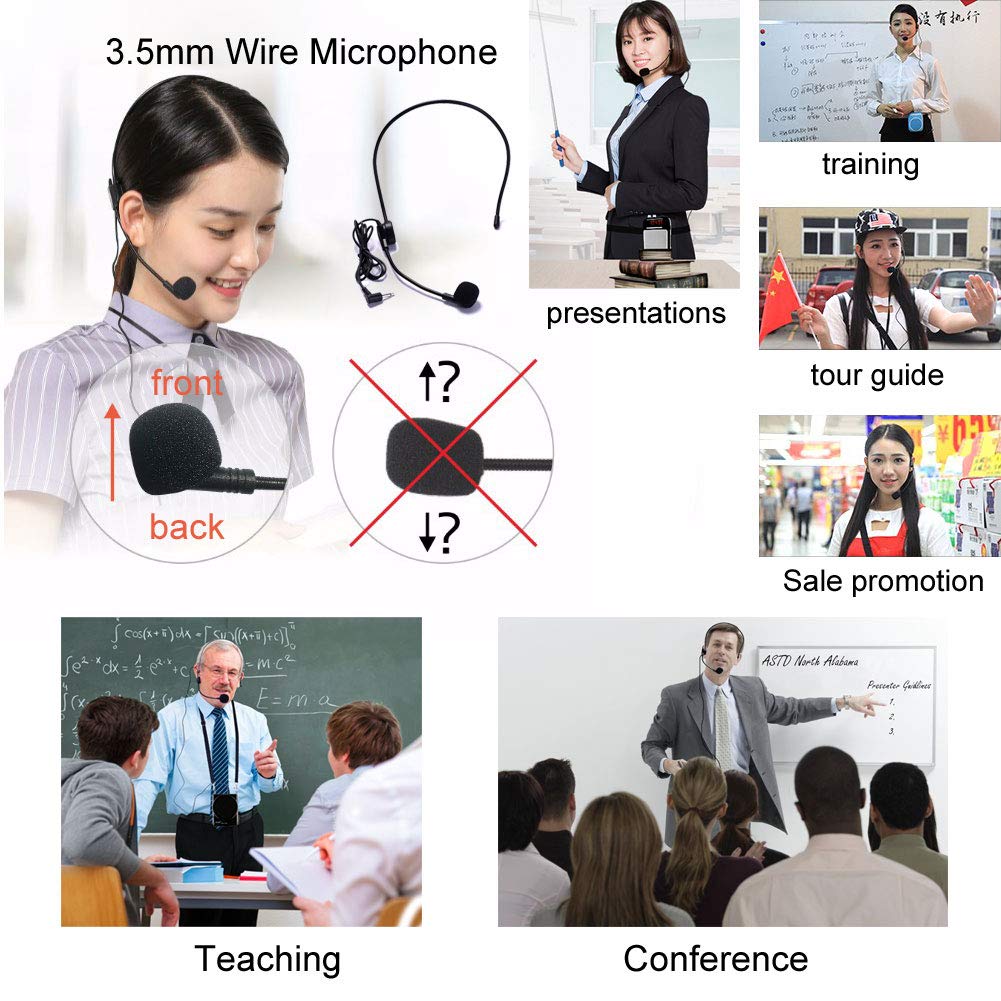 EXMAX Headworn Microphone for ATG-100T EX-100 EXD-101 Wireless Tour Guide System - 3.5mm Headset Mic for Teaching, Conference, Public Speaking & Tour Guides - Perfect for Outdoor Events, Classrooms & Group Presentations