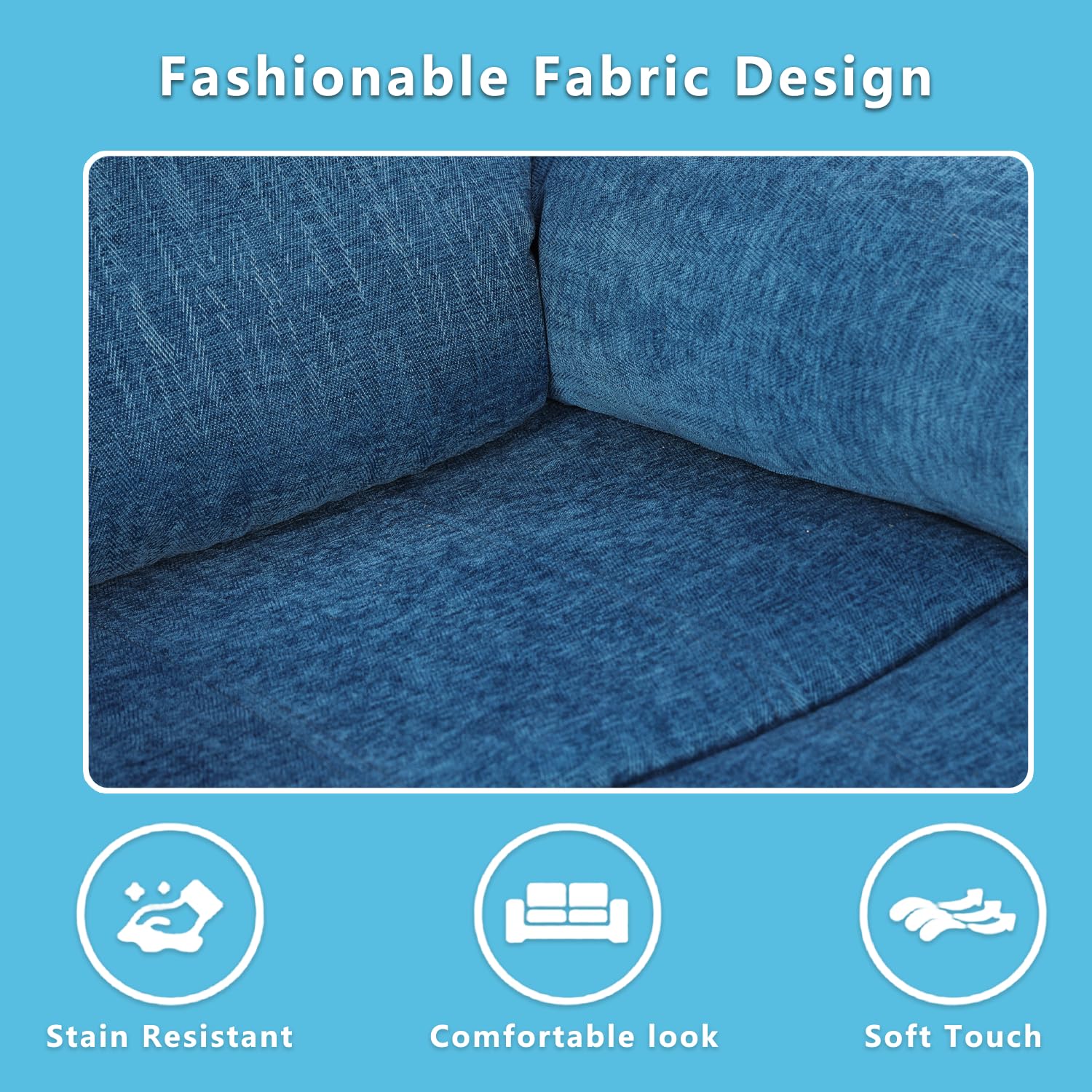 2-Piece Recliner Sofa Set - Blue Fabric Reclining Sofa & Loveseat for Living Room, Office & Home Theater - Comfortable Modern Furniture Set for Relaxing, Movie Nights & Family Gatherings