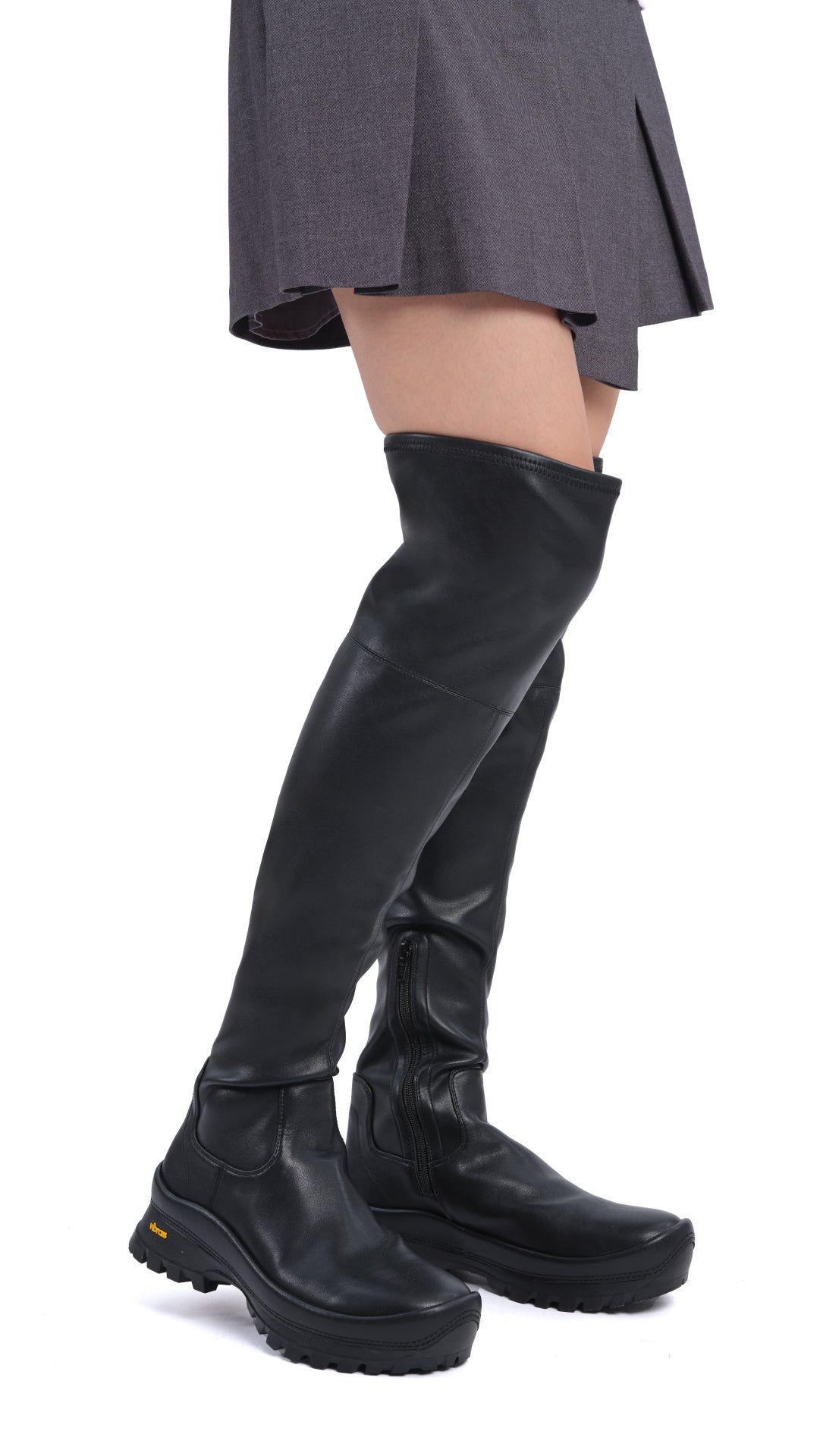 Sexy Thigh High Faux Leather Boots for Women - Stretchy Over The Knee Boots with Side Zipper - Perfect for Party, Night Out & Winter Fashion