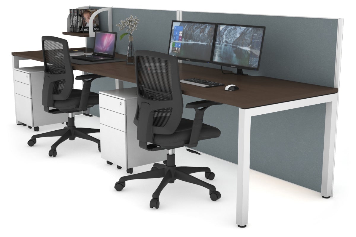 Horizon Quadro 2-Person Office Workstation with Square Legs - 1200L x 800W Dimensions, Cable Management Scallop - Perfect for Collaborative Workspaces & Modern Offices