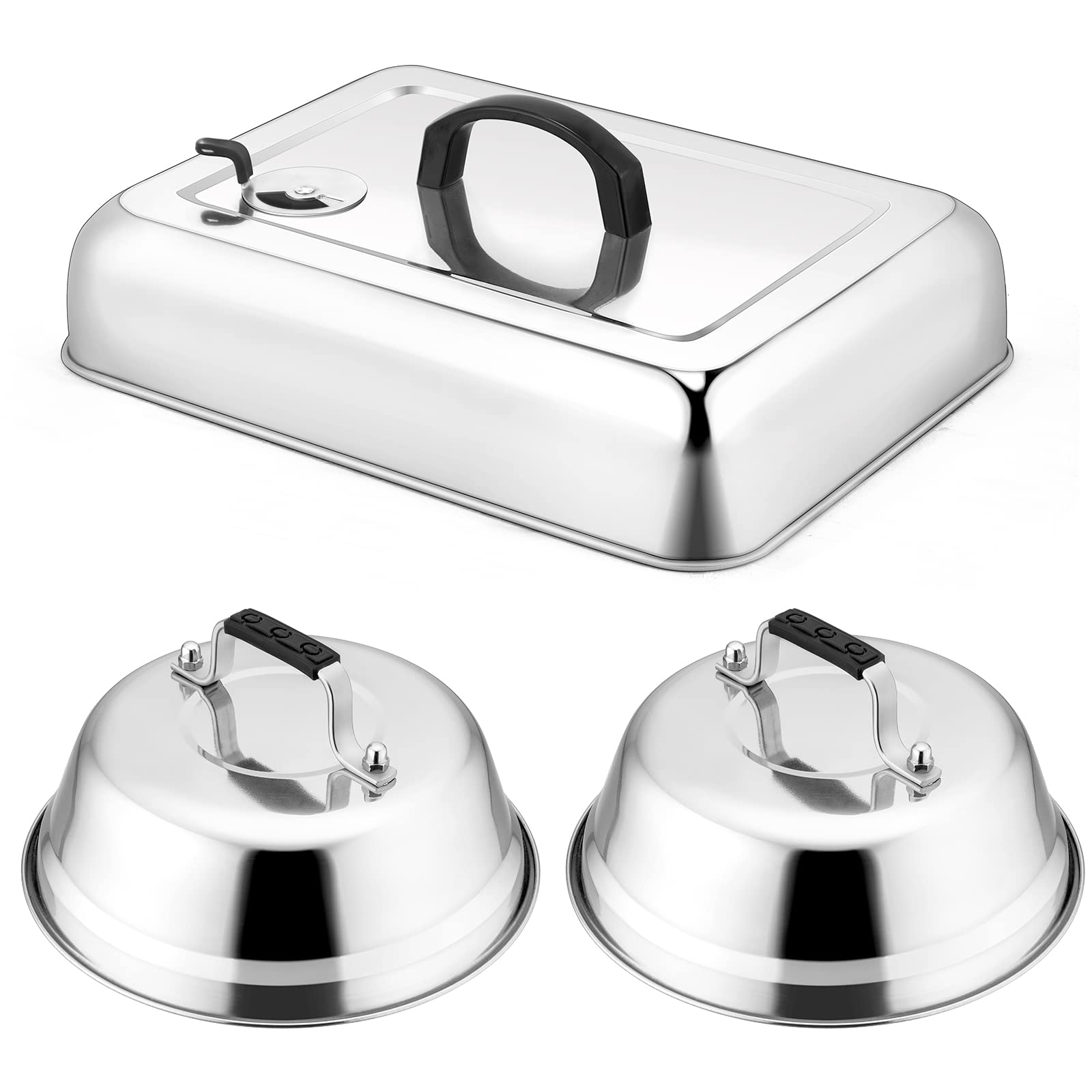 Leonyo 3-Piece Stainless Steel Griddle Cover Set - 9