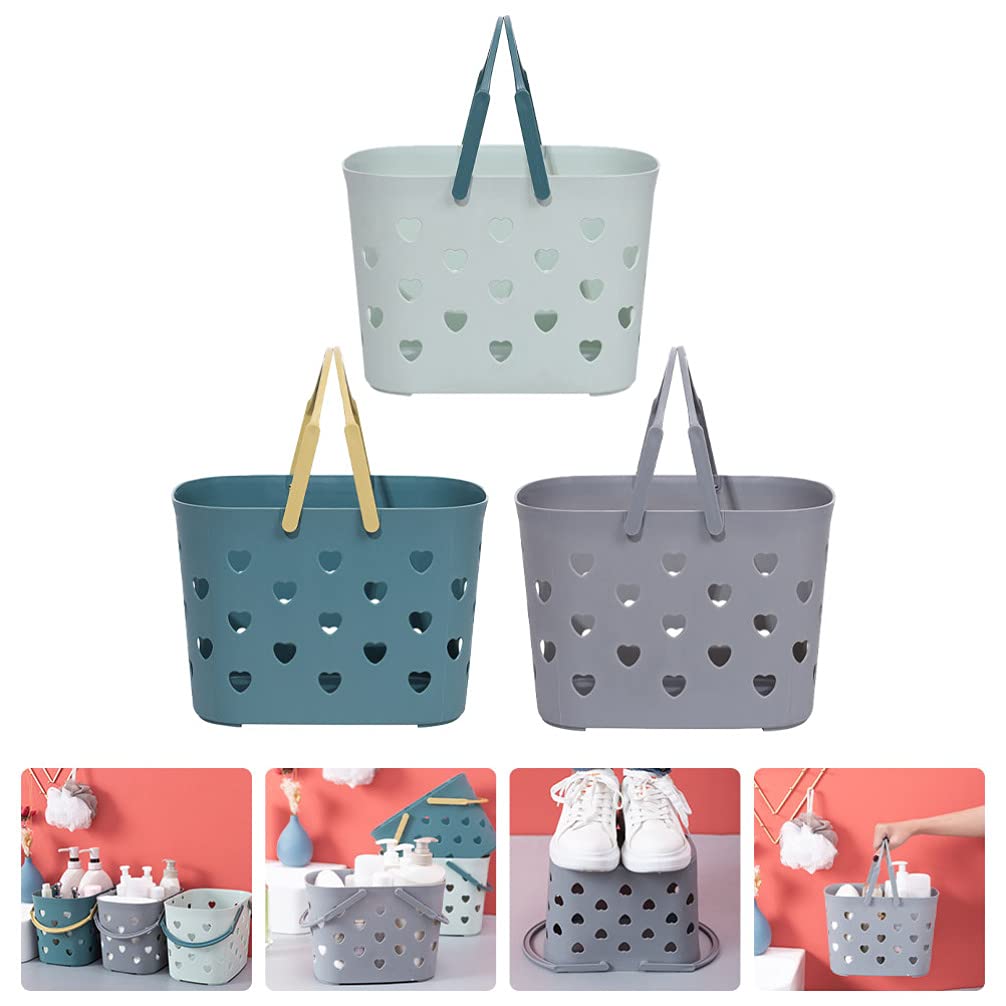Cabilock 3-Piece Woven Storage Baskets Set - Bathroom & Shower Organizer with Hollow Design for Fruits, Toiletries & Home Organization | Space-Saving Portable Storage Solution for Bath, Kitchen & Bedroom