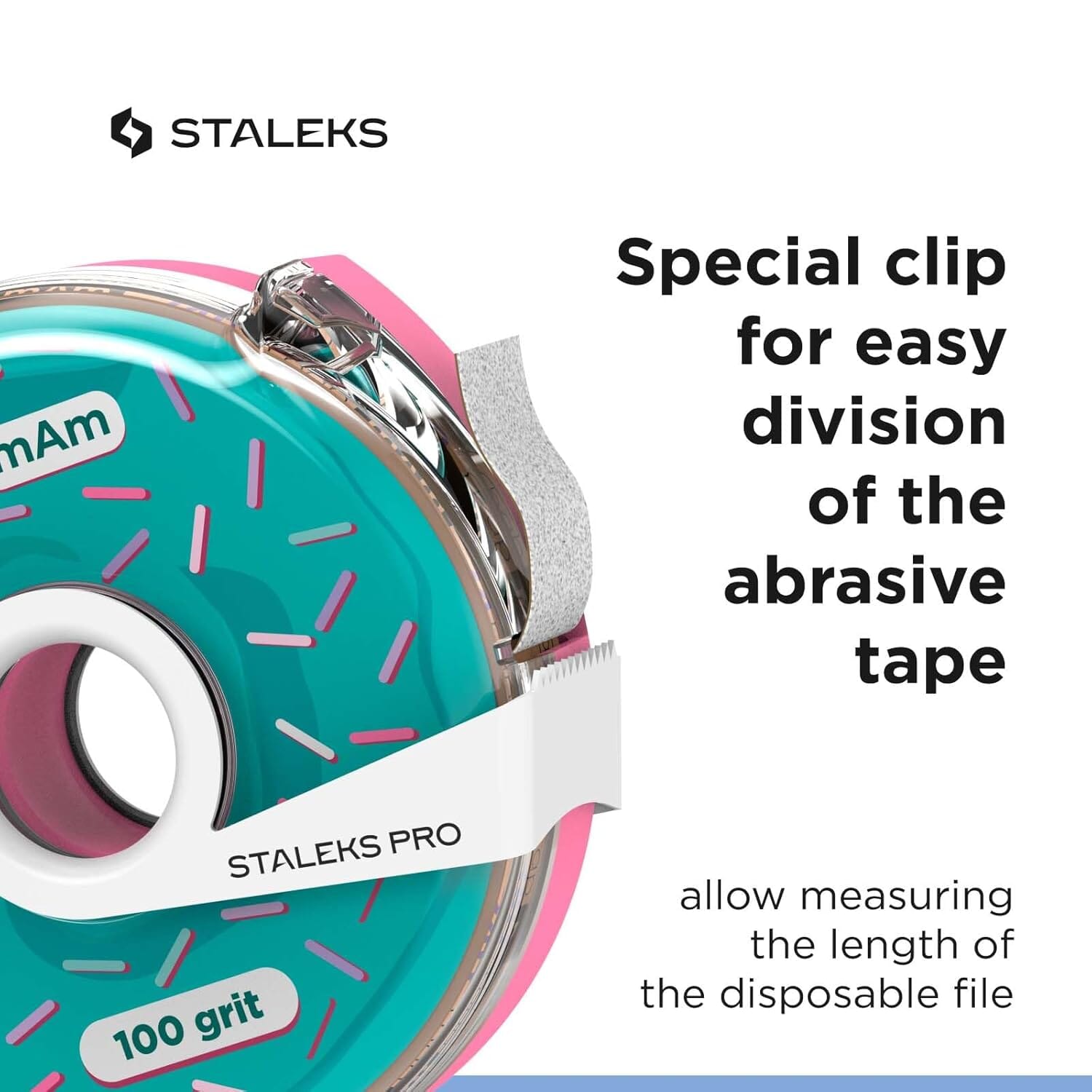 Staleks White Disposable Abrasive Tape 100 Grit for Nails - Expert Grade in Plastic Case - Perfect for Manicure, Pedicure & Nail Art