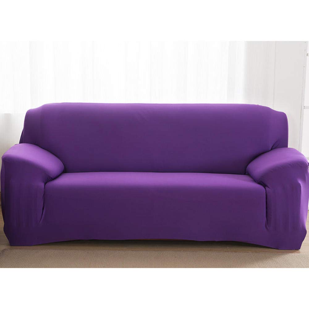 Stretchable Geometric Sofa Cover for L-Shaped & Corner Couches - Purple Elastic Slipcover (235-300cm) - Perfect for Living Room, Family Room & Home Decor