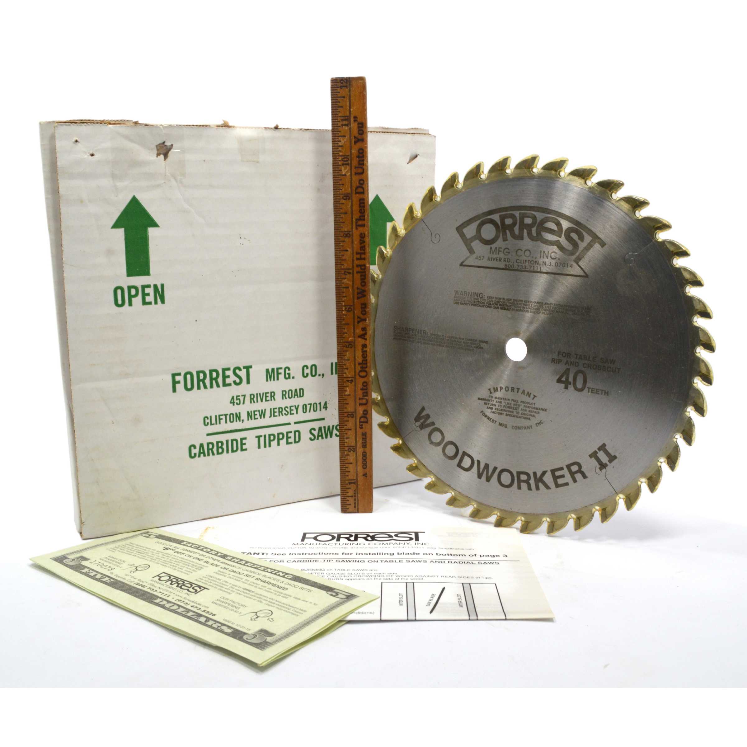New (Open Box) FORREST MFG. CO. WOODWORKER II 10-Inch Carbide Tipped Saw Blade - Premium Cutting Tool for Woodworking, Cabinetry & DIY Projects