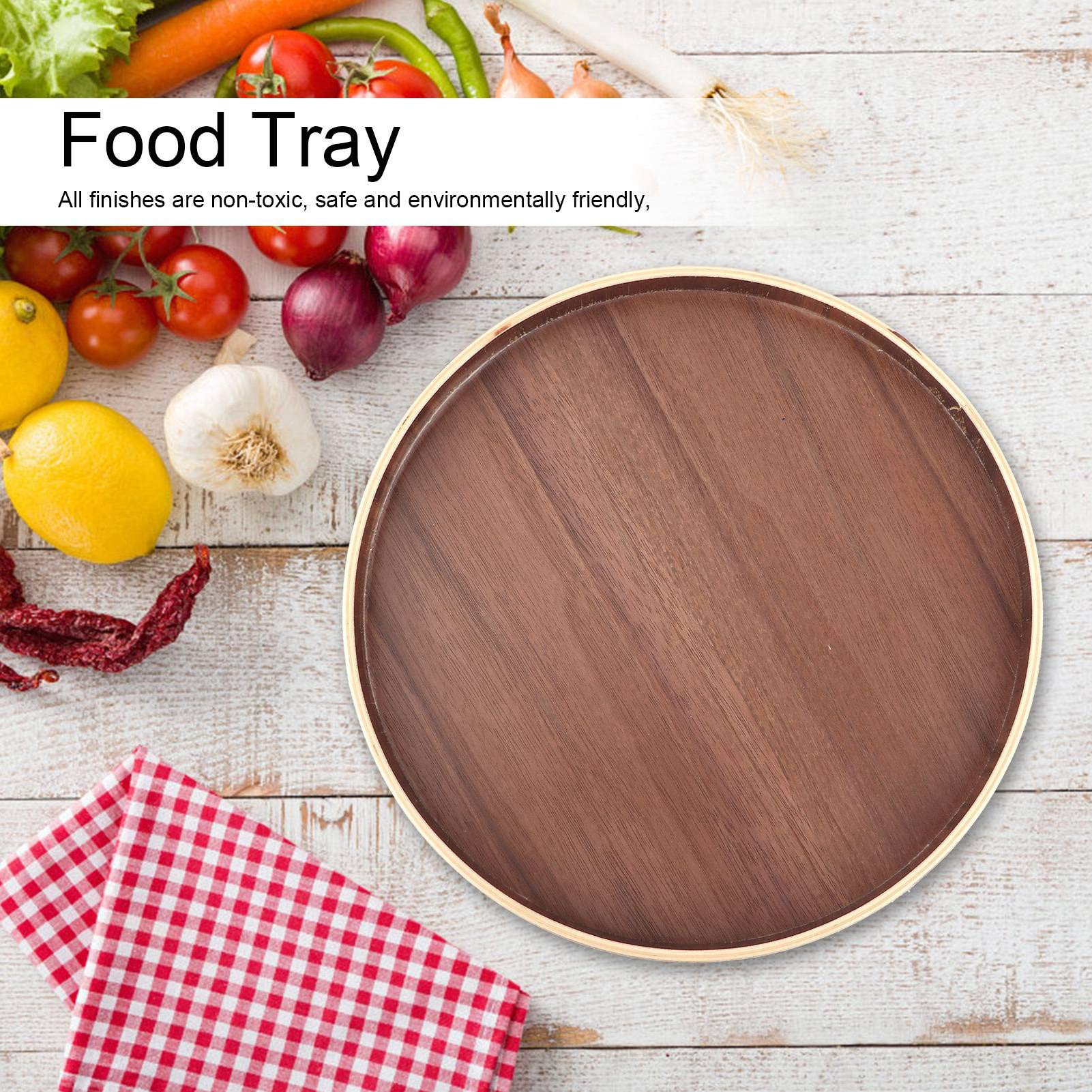 Agatige 12-Inch Round Wooden Serving Tray - Japanese Style Coffee Table Tray for Tea, Coffee, Breakfast & Snacks - Perfect for Ottoman Serving, Dining Room Decor & Gift Giving (30cm)
