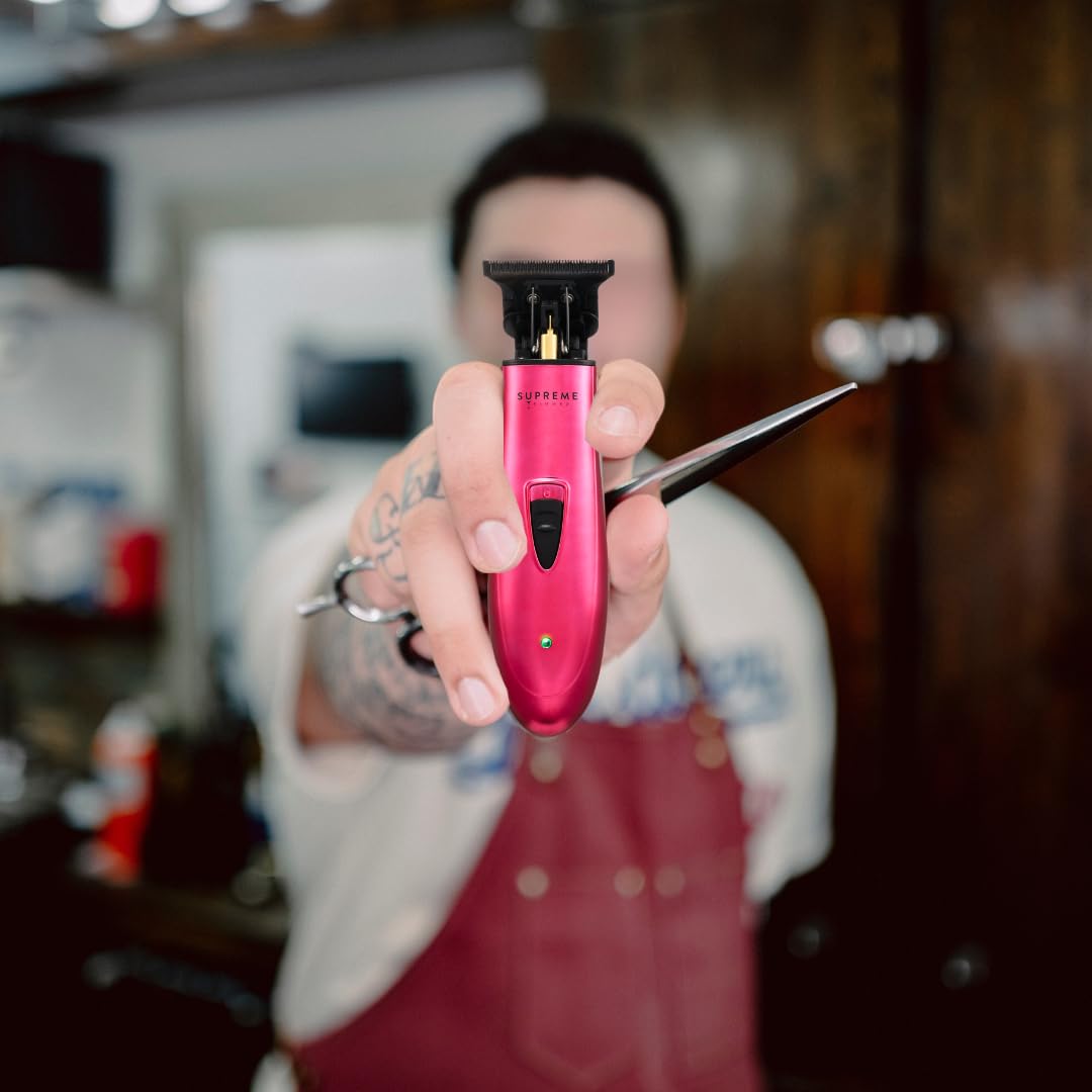 Supreme Trimmer 3-in-1 Professional Barber Kit | Men's Hair Clipper, Beard Trimmer & Foil Shaver with DLC T-Blade | Cordless Grooming Set for Home & Salon Use | Perfect for Beard Shaping, Haircuts & Full Body Grooming (Pink)