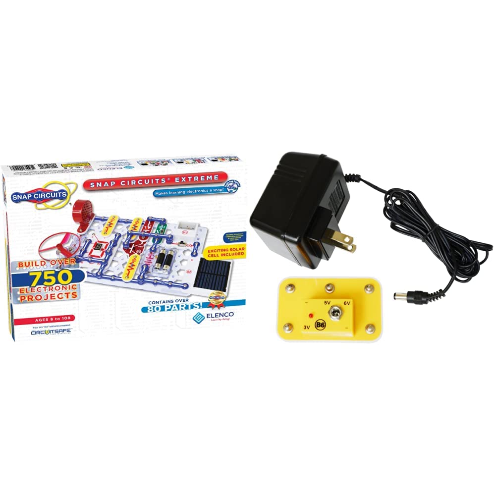 Elenco Snap Circuits Extreme SC-750 Electronics Exploration Kit with Battery Eliminator - STEM Learning Toy for Kids & Teens - Perfect for School Projects, Science Fairs & Home Experiments