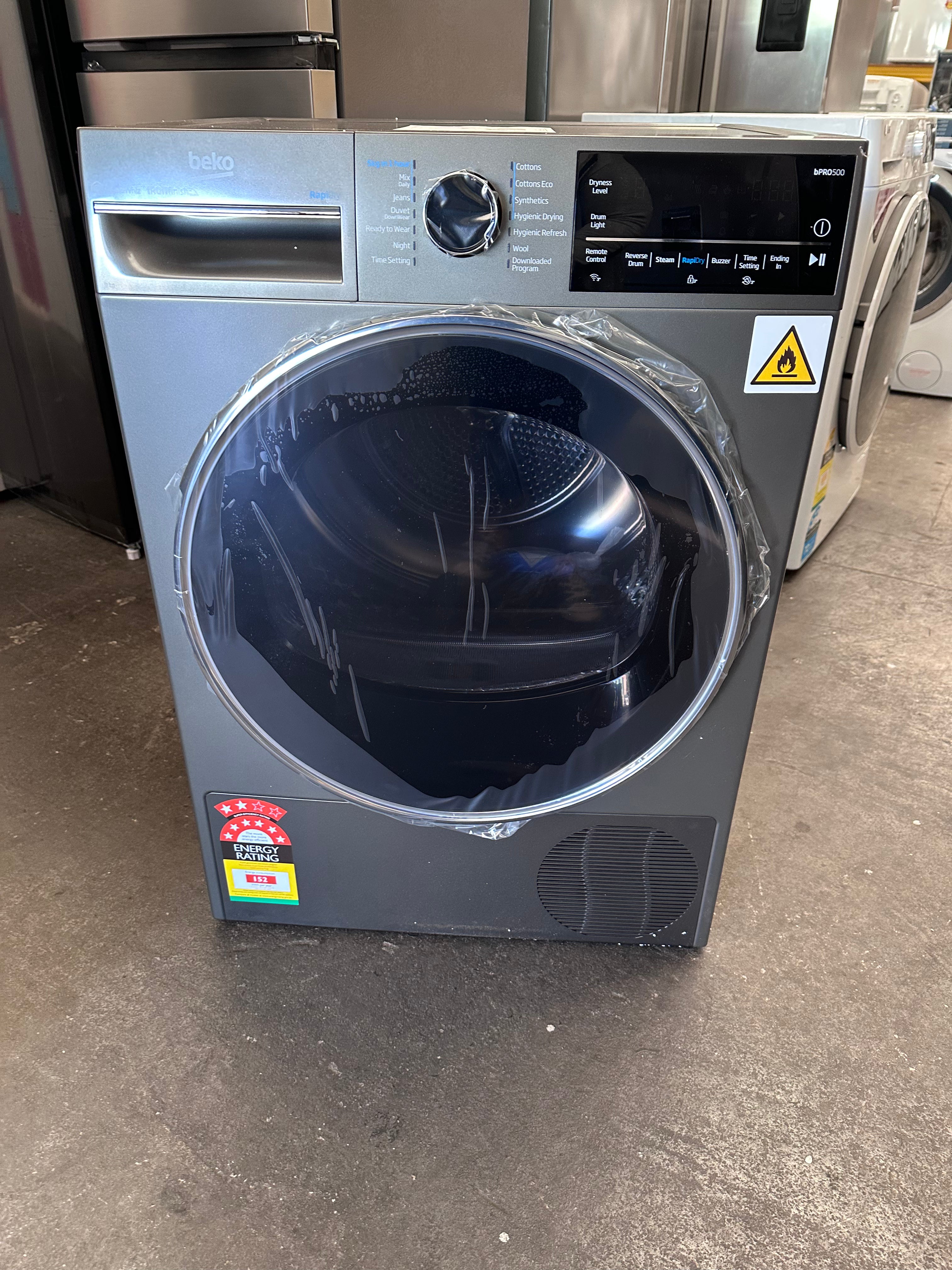 Beko BDPB904HG 9kg Hybrid Heat Pump Dryer - Energy Efficient Graphite Laundry Dryer [Factory Second] for Home & Apartment Use