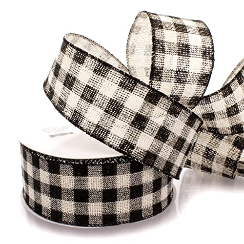 Black/White Burlap Buffalo Plaid