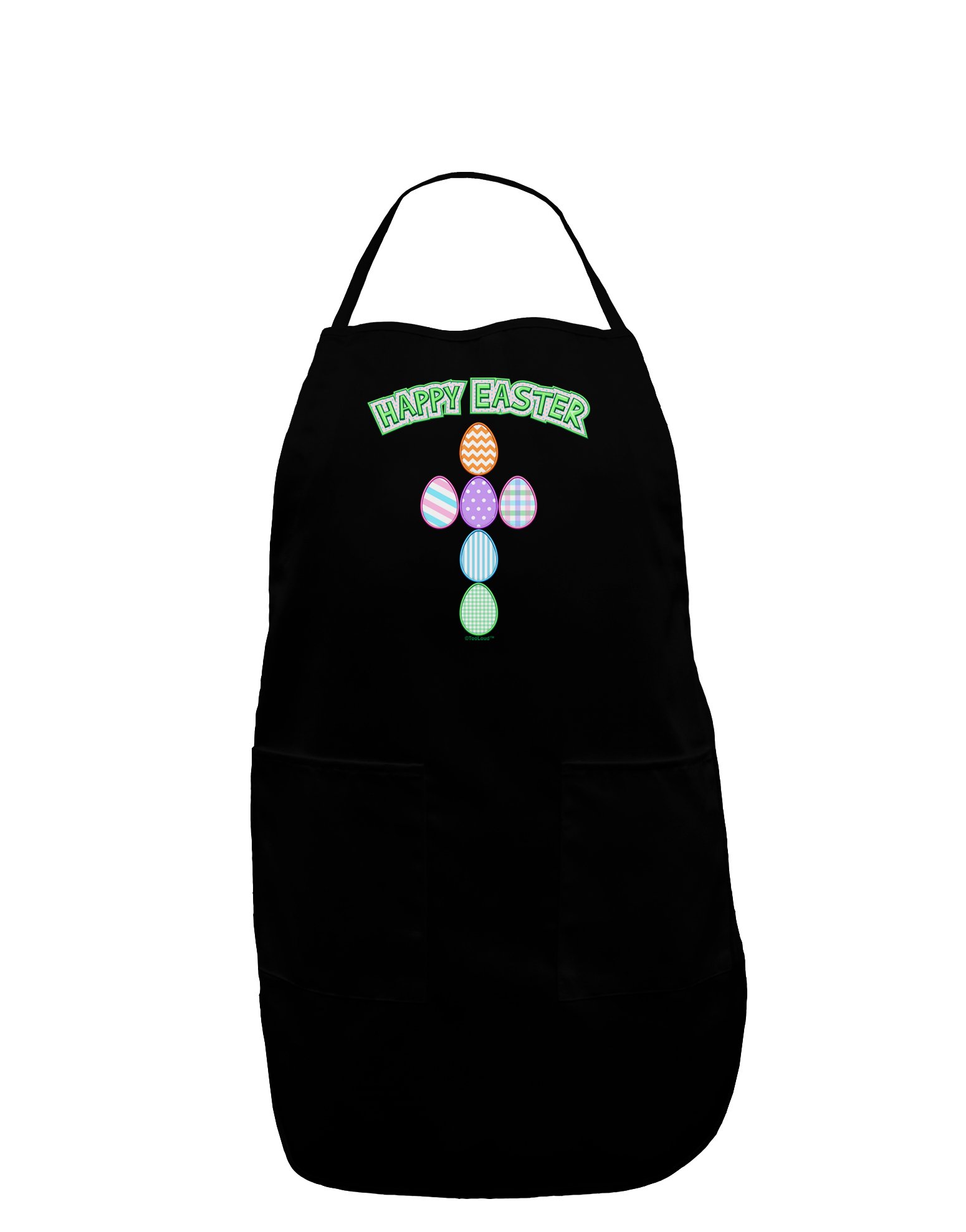 Happy Easter Egg Cross Faux Applique Dark Adult Apron - Kitchen Cooking Baking BBQ Apron for Women & Men - Perfect for Easter Celebrations, Church Events & Family Gatherings