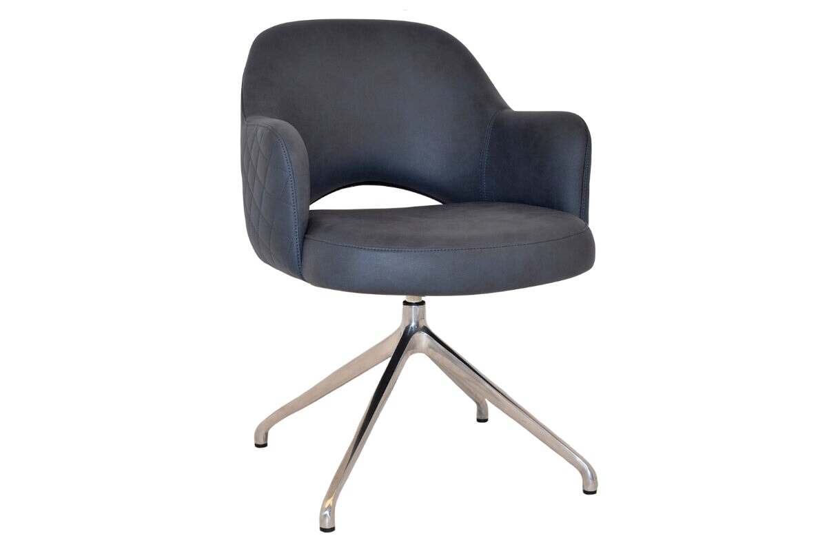 EZ Hospitality Cairo Indoor Armchair with Metal Base - Polished Aluminum Trestle for Living Room, Office, or Lounge Comfortable Seating